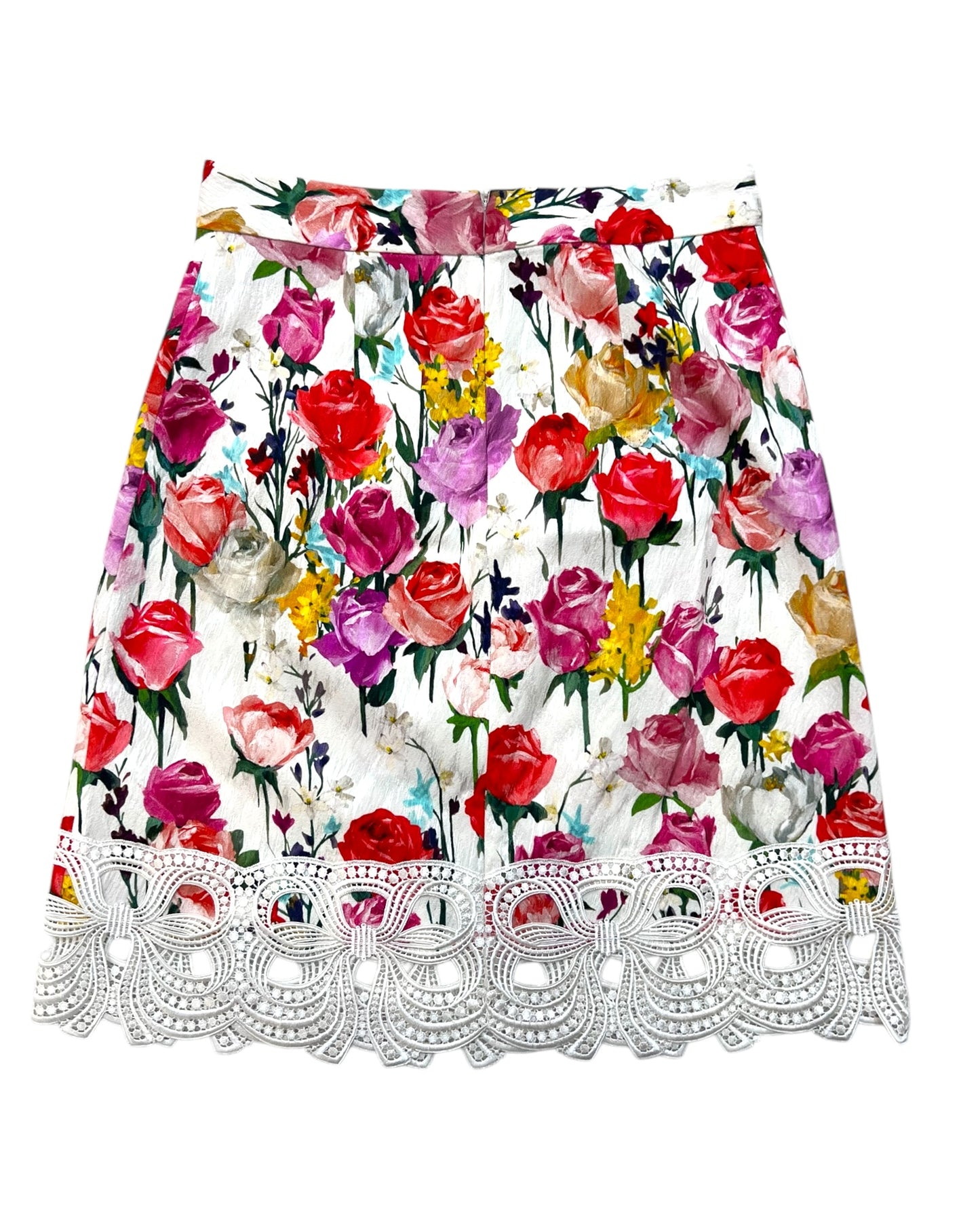 Vintage 2009 Blumarine Floral Knee-Length Skirt with Bow Details