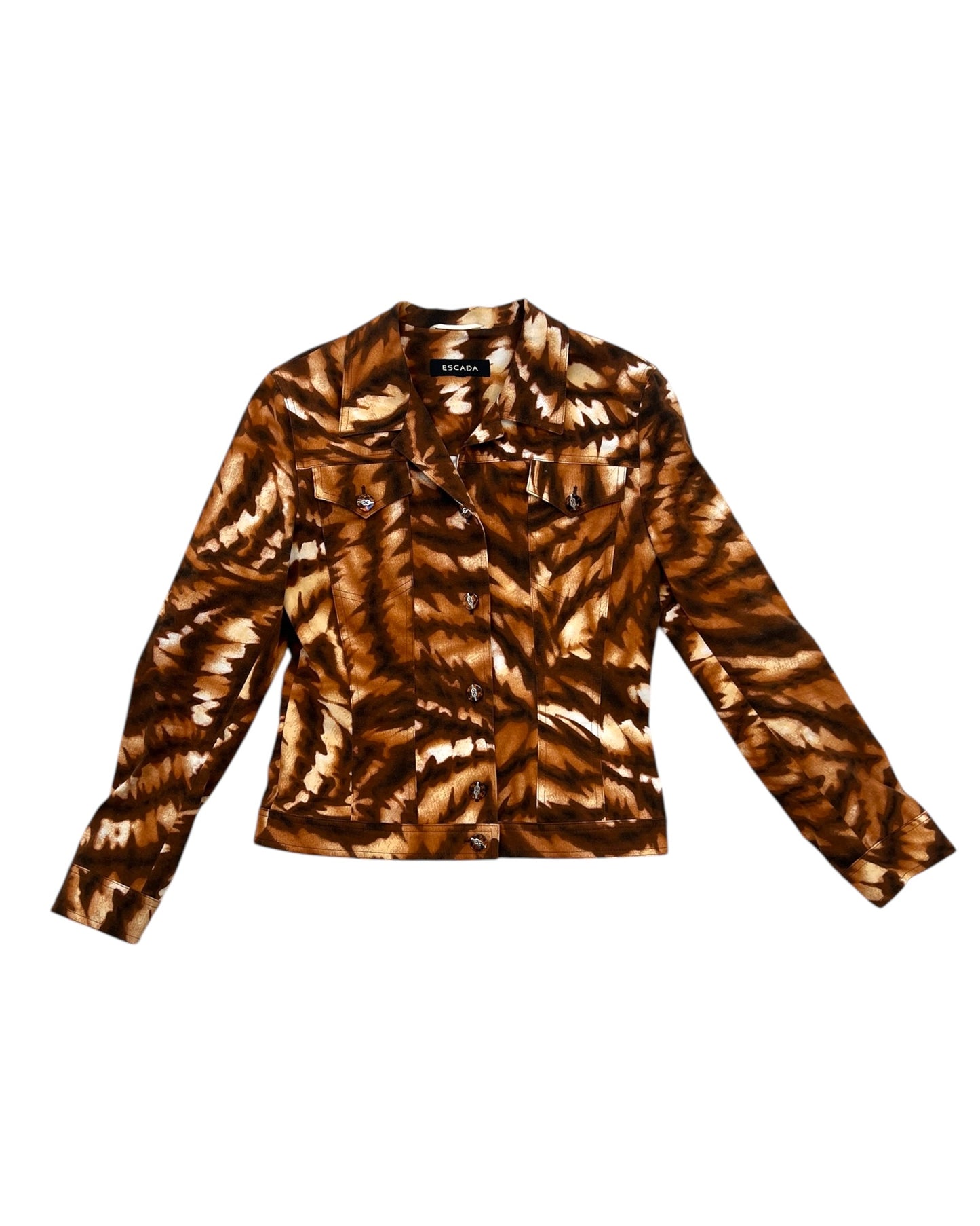 Vintage Escada Golden Brown Animal Print Cropped Jacket