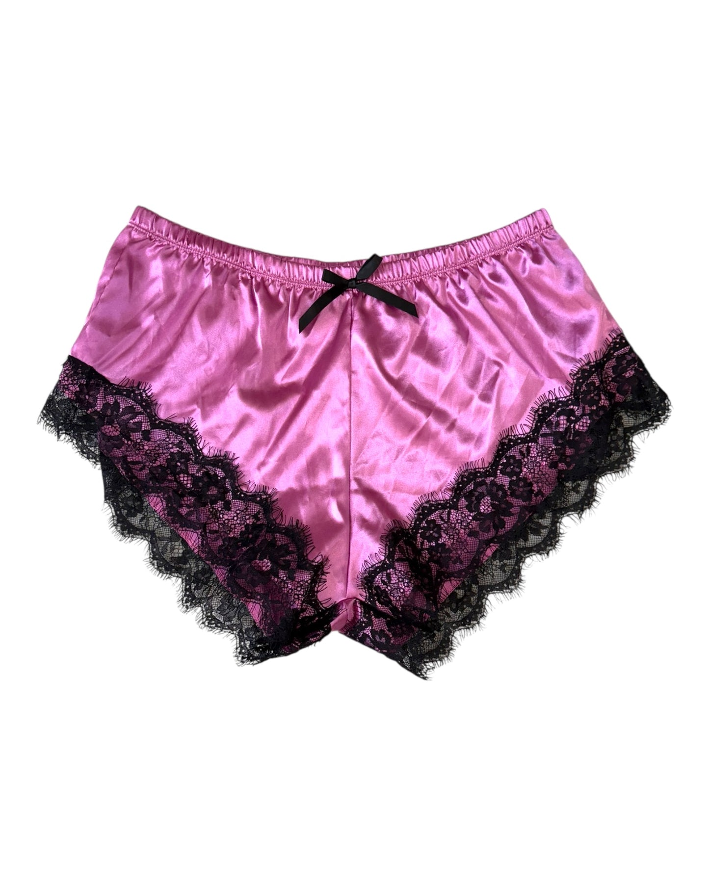 Purple and Black Lace Satin Lingerie Shorts