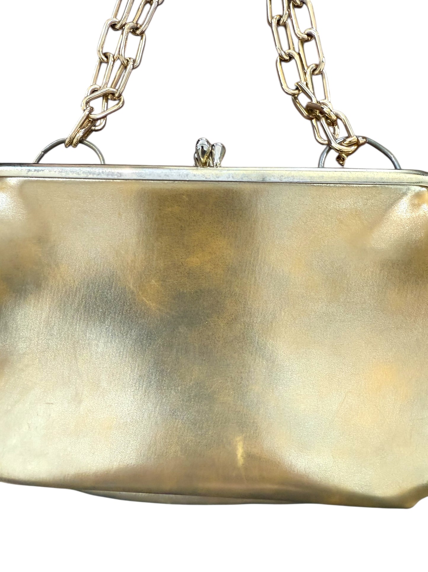 Vintage 1980s Gold Tri-Layer Clasp Bag