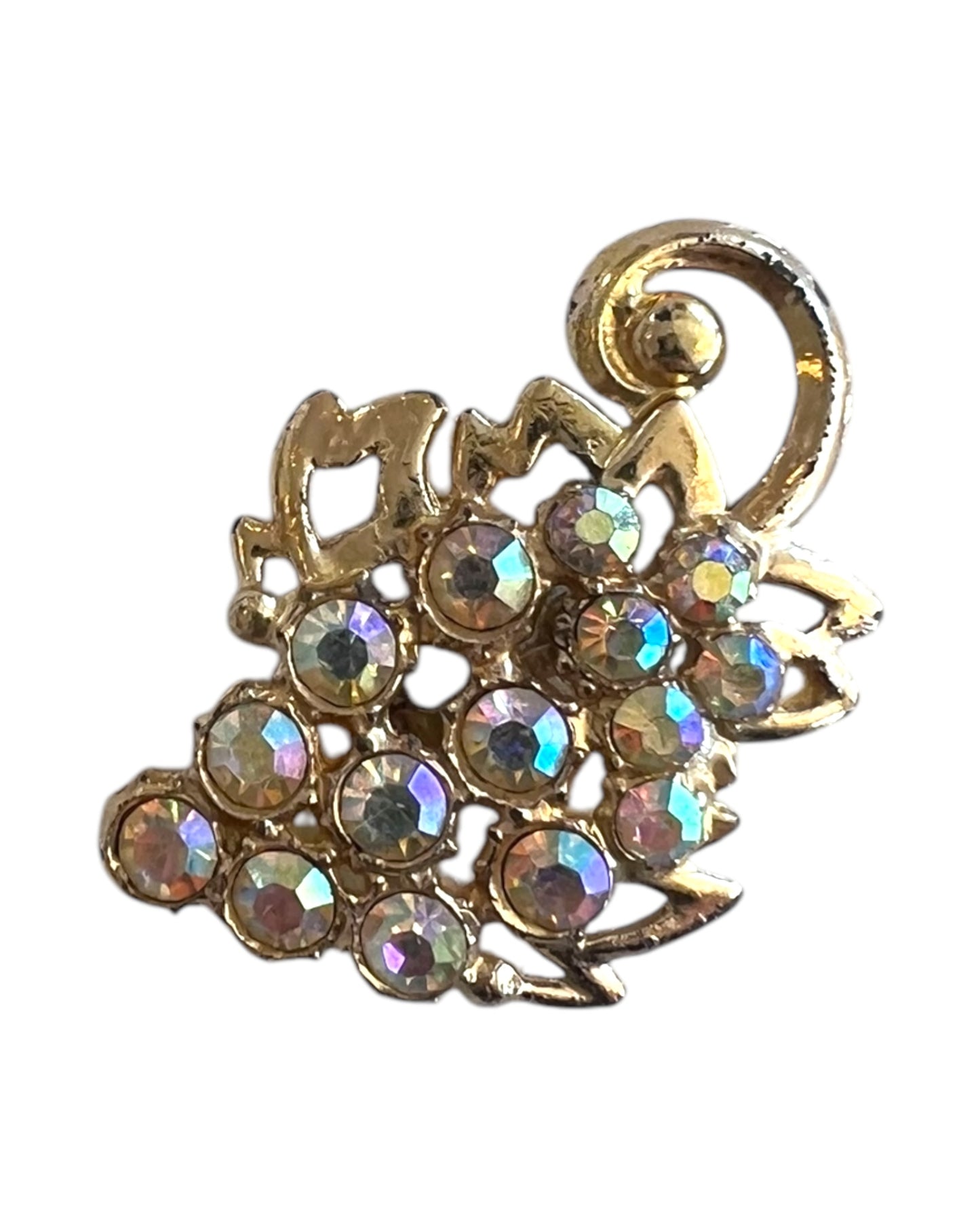Vintage Crystal Grapes Brooch