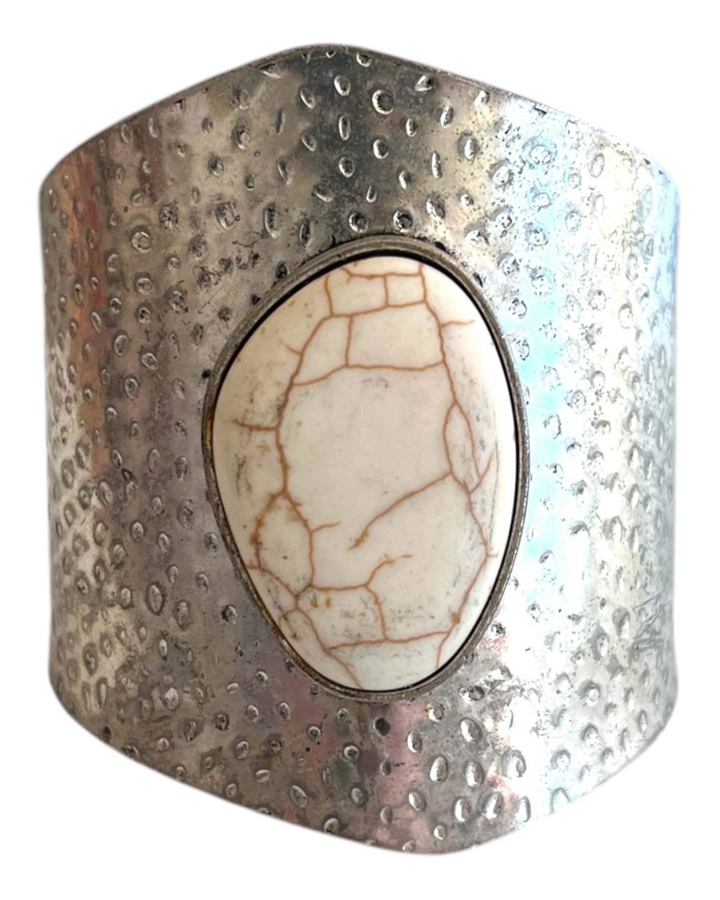 Vintage Silver and White Stone Cuff Bracelet