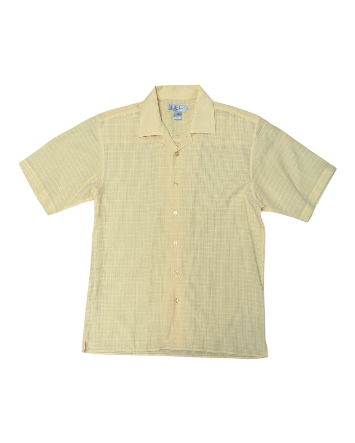 Vintage Yellow Checkered Short Sleeve Button-Up Top