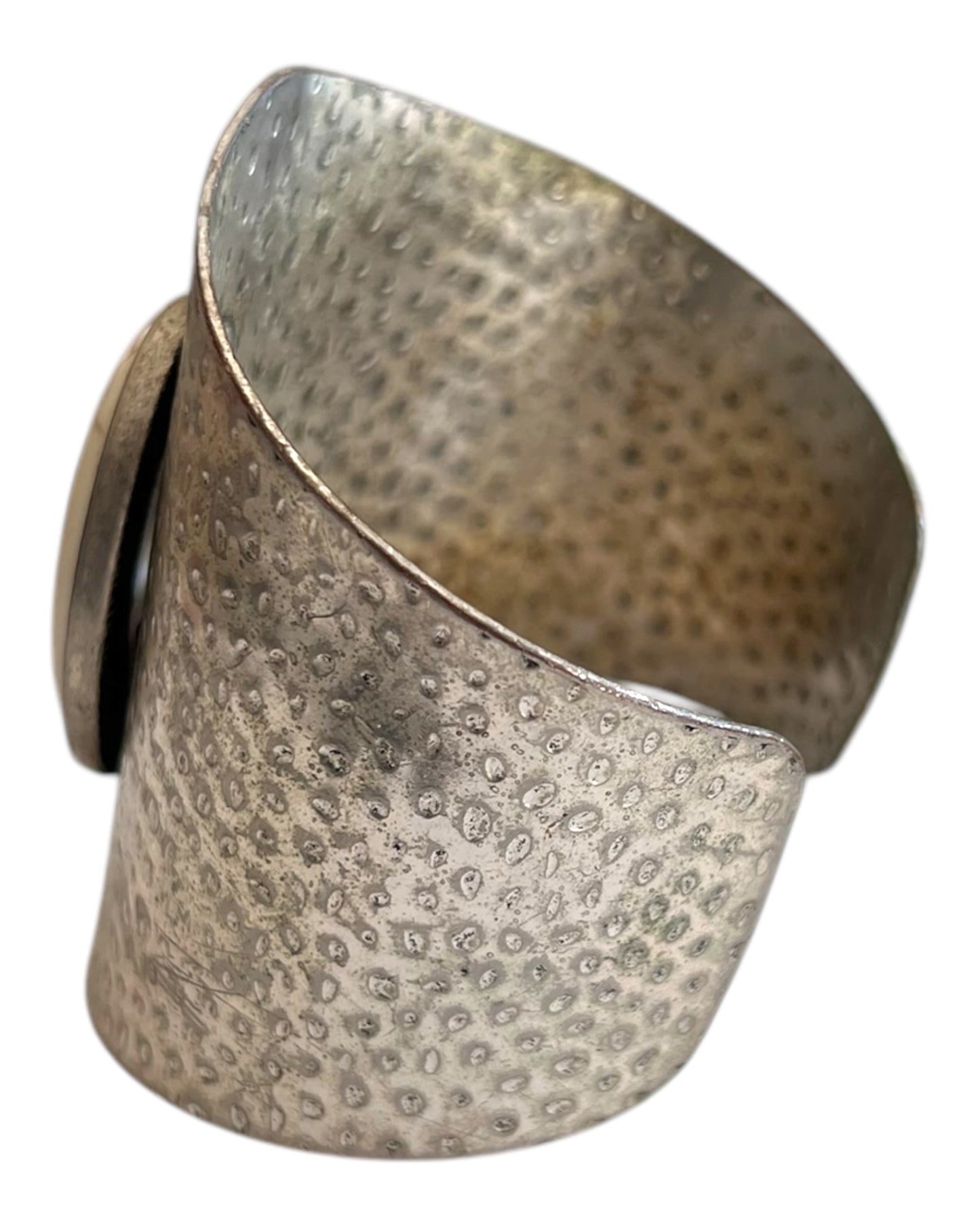 Vintage Silver and White Stone Cuff Bracelet