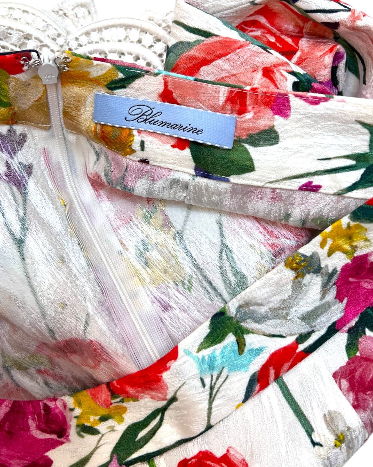 Vintage 2009 Blumarine Floral Knee-Length Skirt with Bow Details