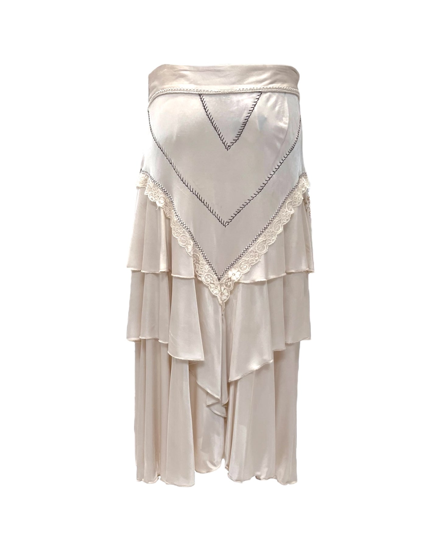Vintage Roberto Cavalli Tiered Ecru Midi Skirt