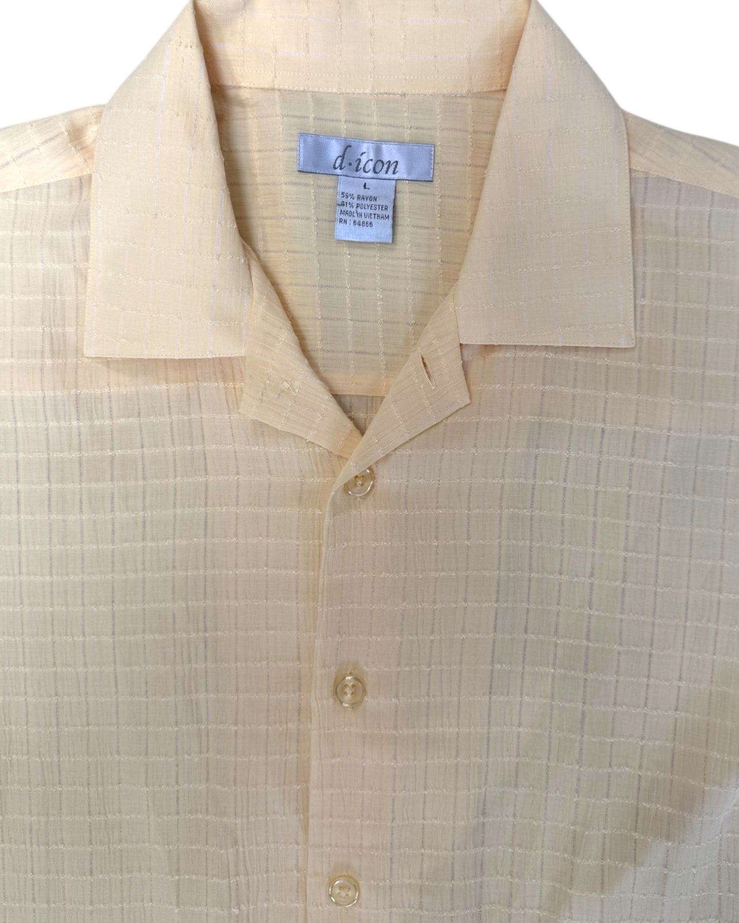 Vintage Yellow Checkered Short Sleeve Button-Up Top