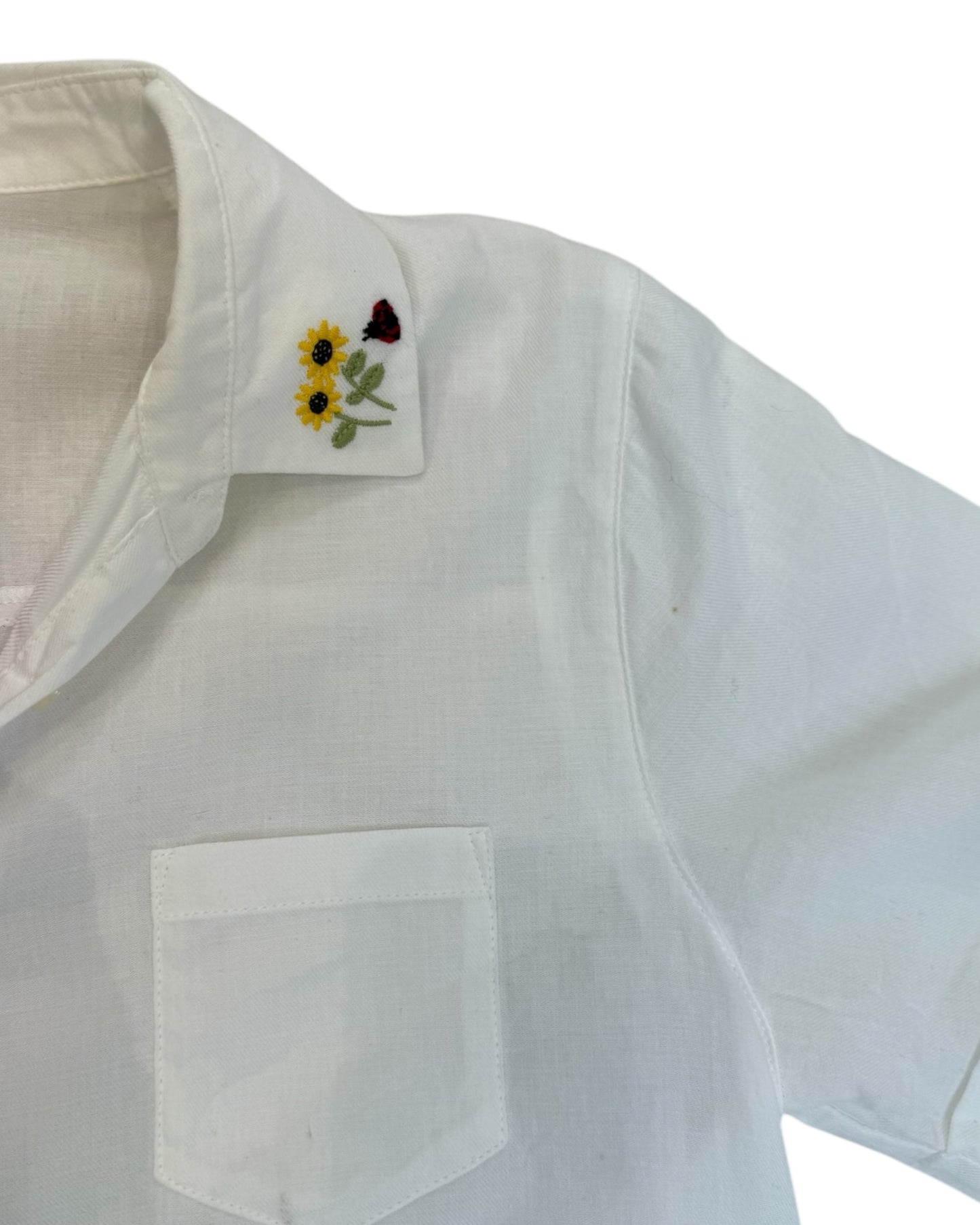 Vintage Embroidered Cotton Button-Up Top