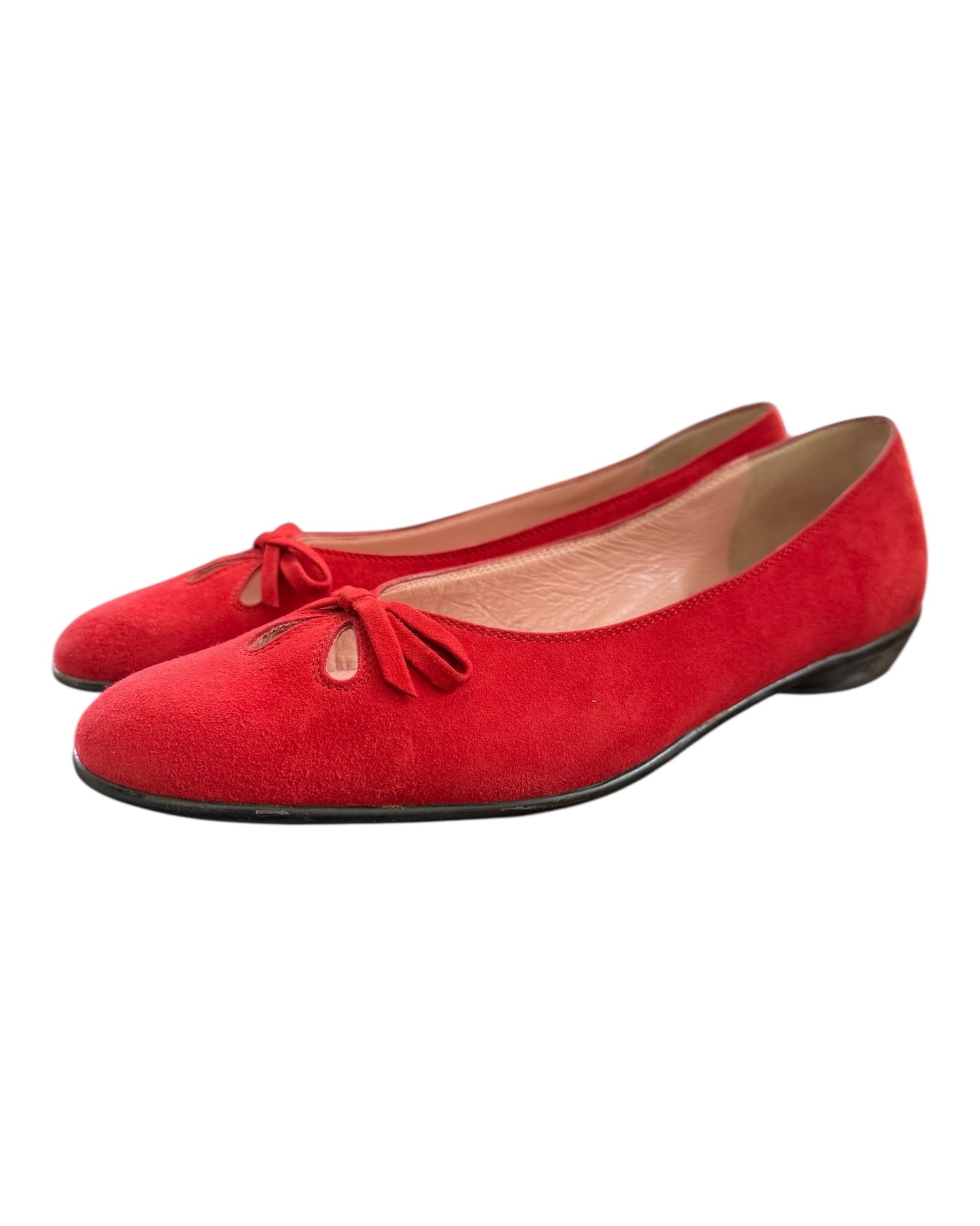 Vintage Amalfi Red Suede Ballet Flats