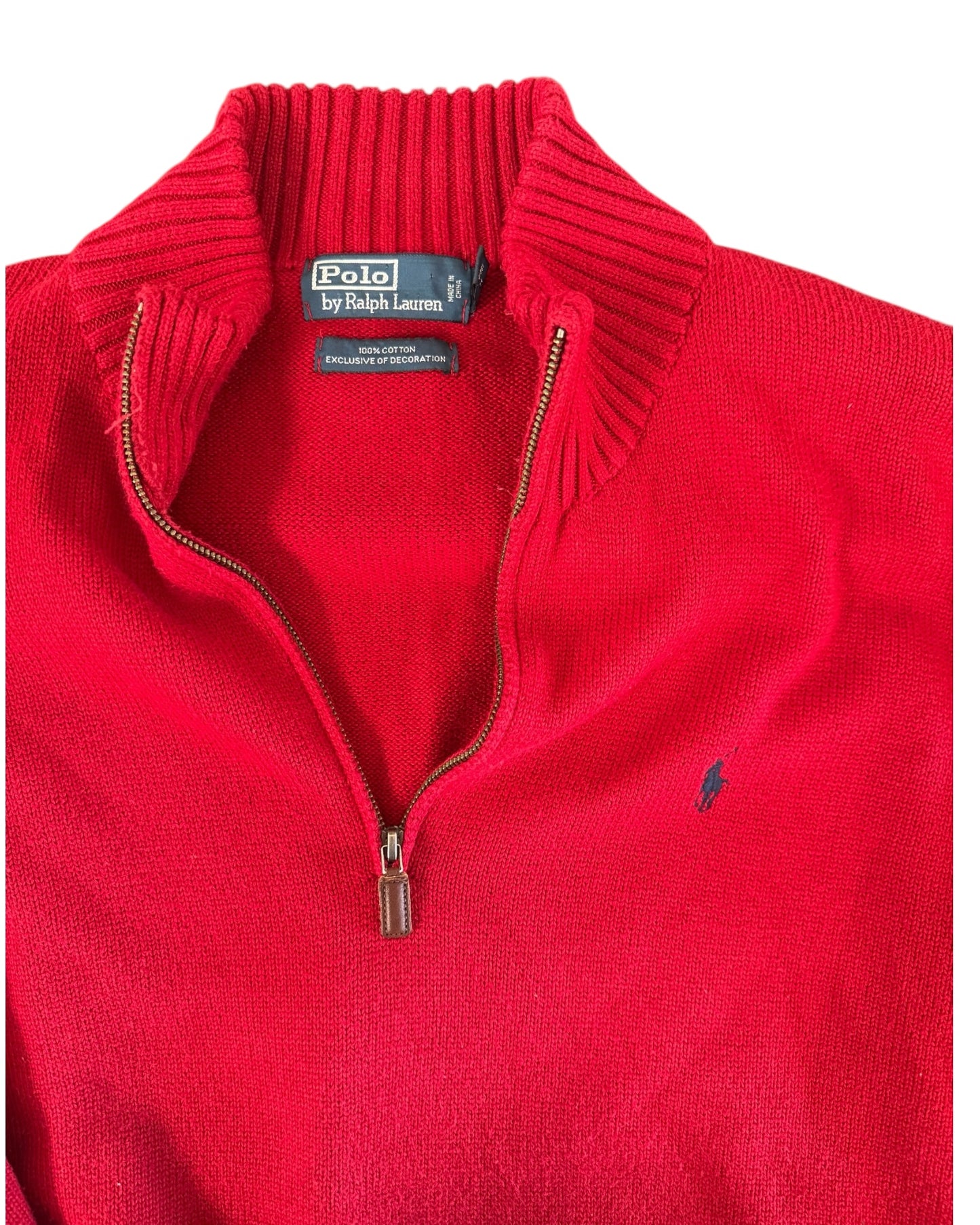 Vintage Polo by Ralph Lauren Red Quarter-Zip Sweater