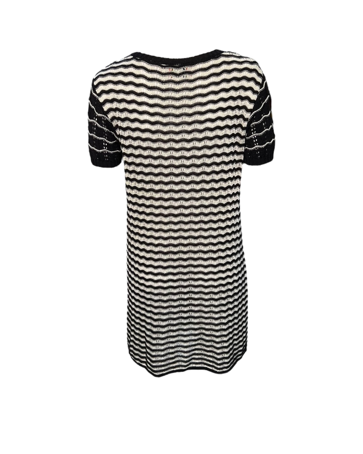 Vintage 1990s Kenzo Black and White Knit Mini Dress