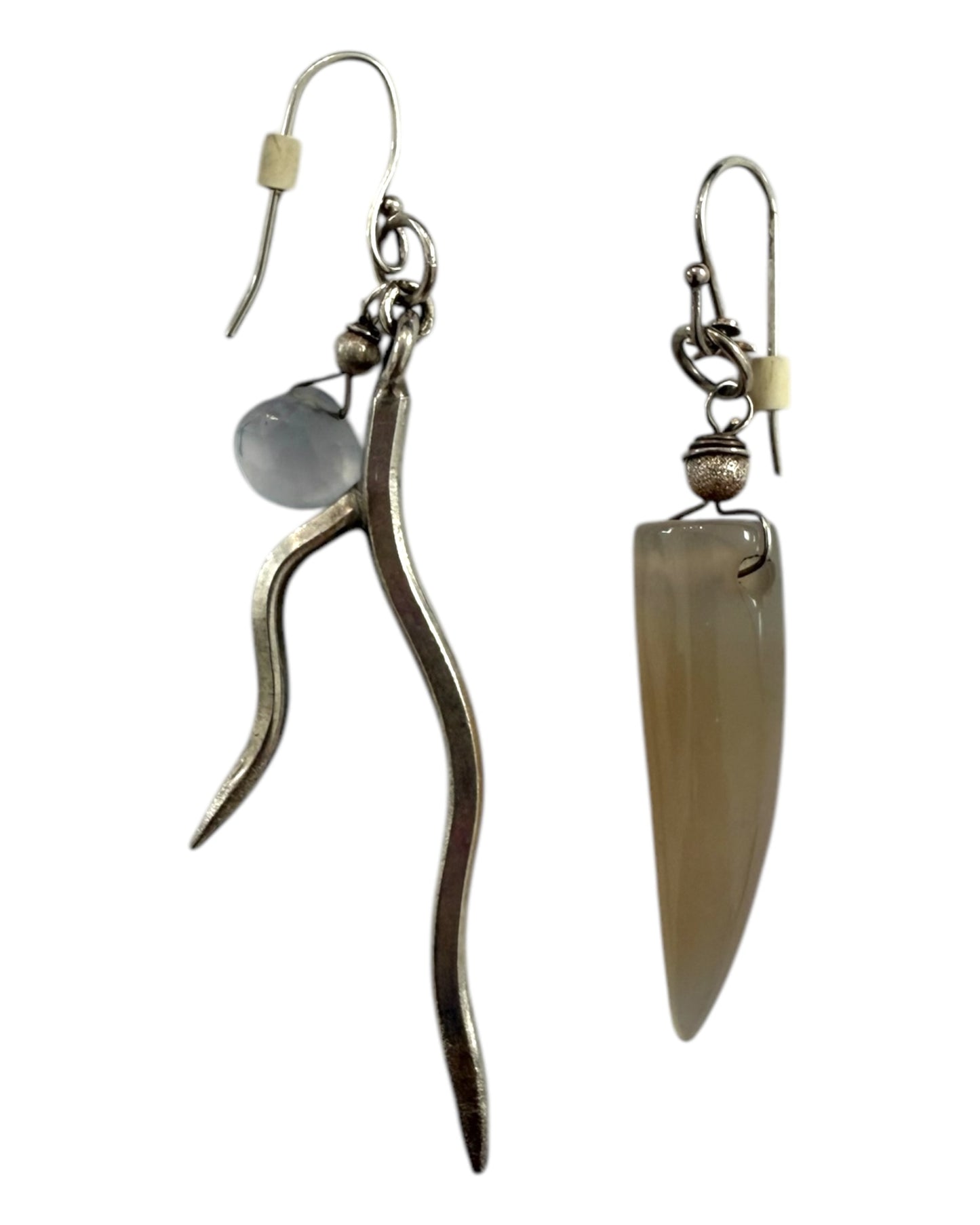 Vintage Mismatched Silver and Crystal Dangly Earrings