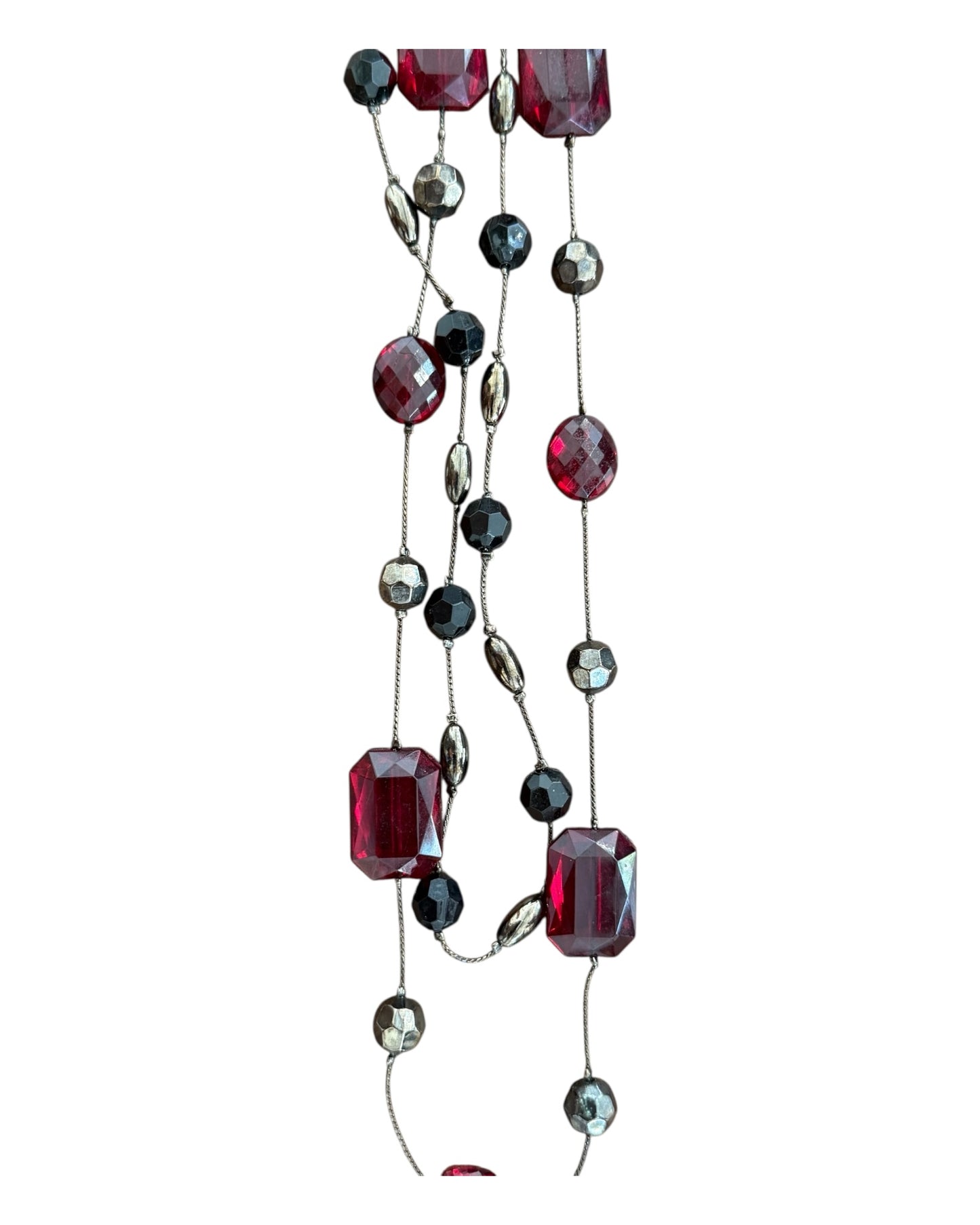 Vintage Pink and Black Long Layered Necklace