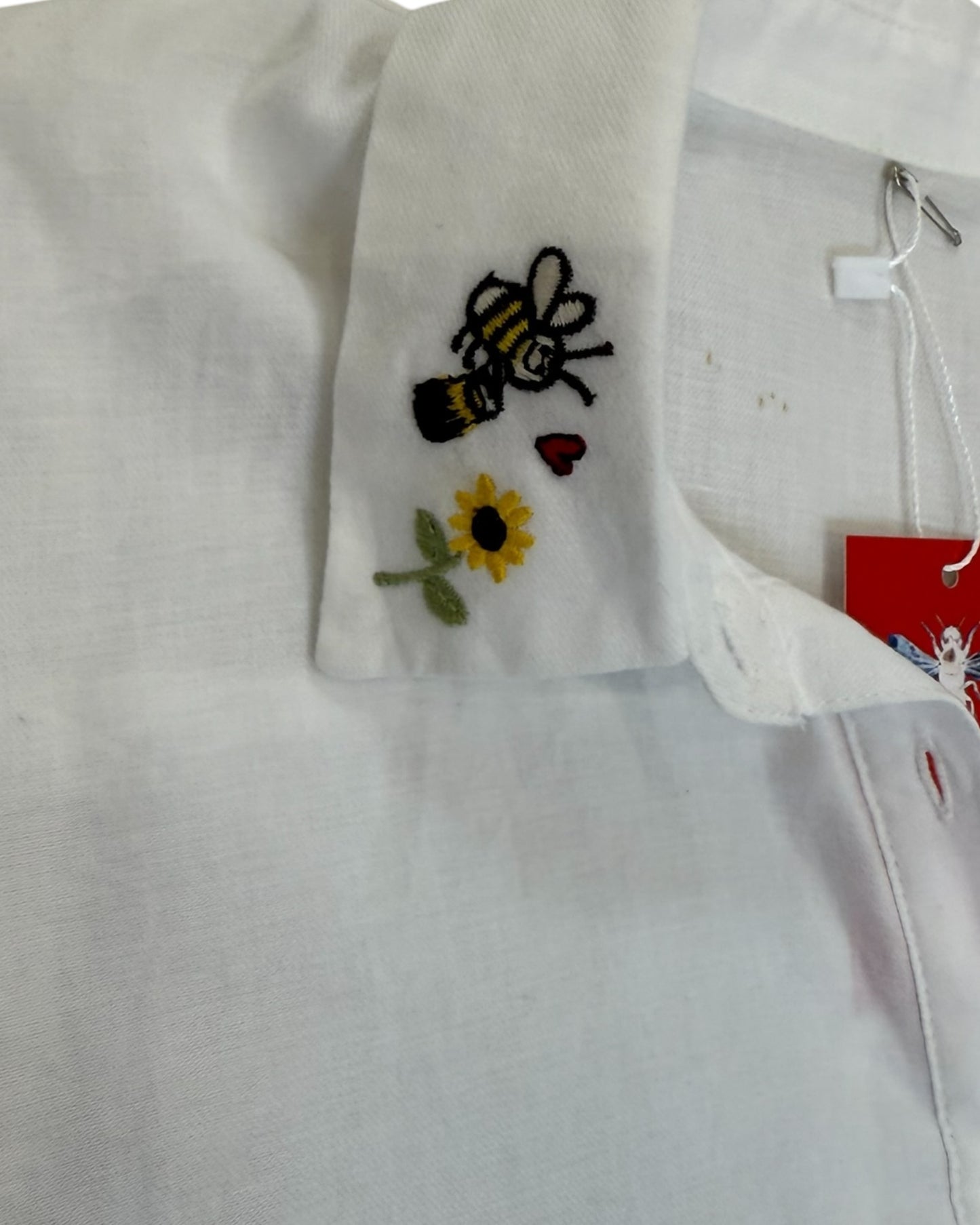 Vintage Embroidered Cotton Button-Up Top