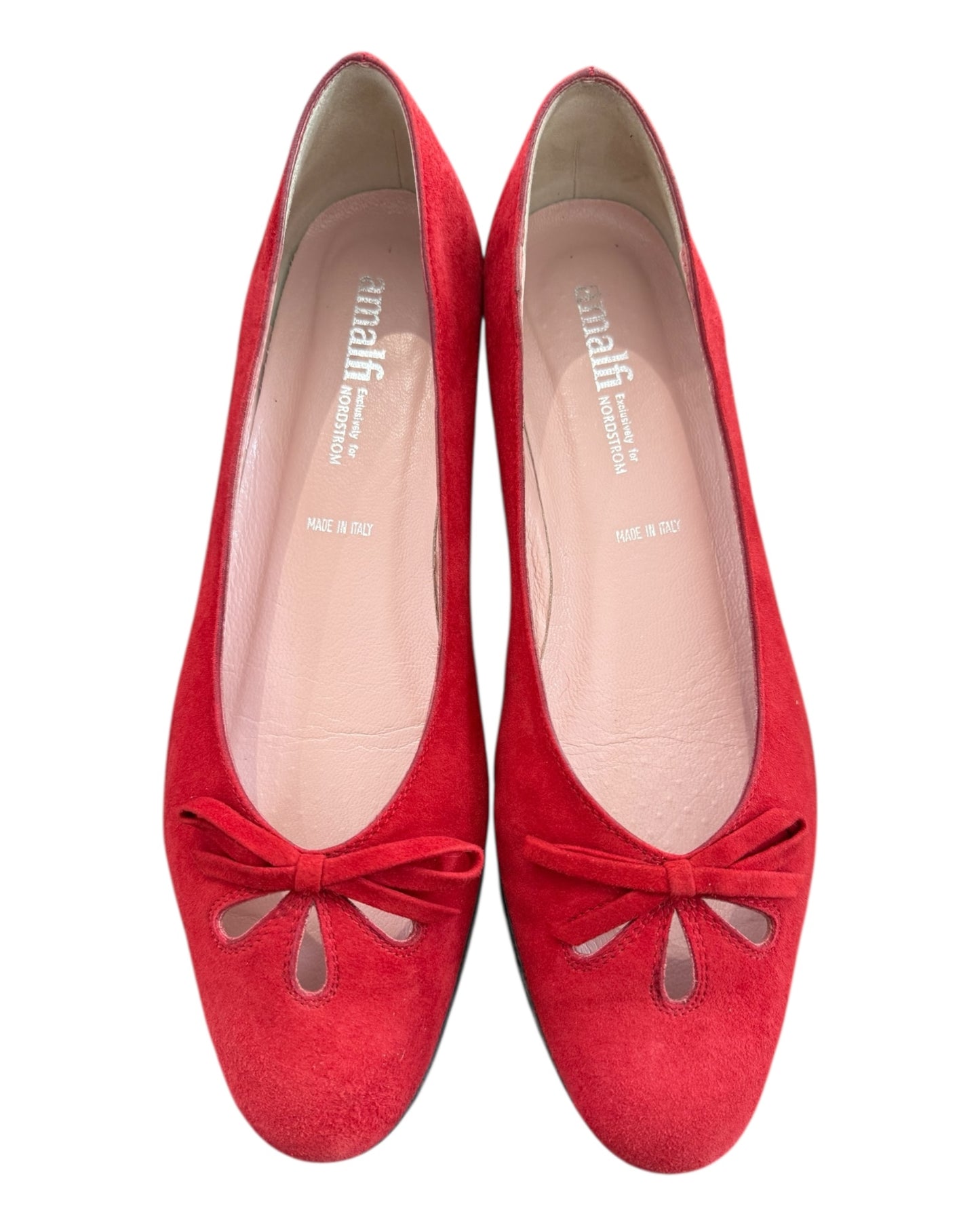 Vintage Amalfi Red Suede Ballet Flats