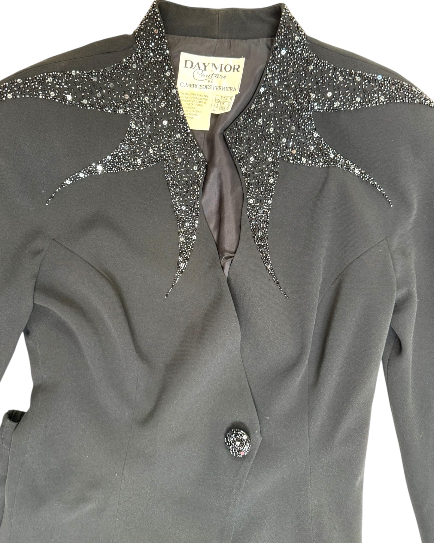 Vintage Black Beaded Skirt Suit