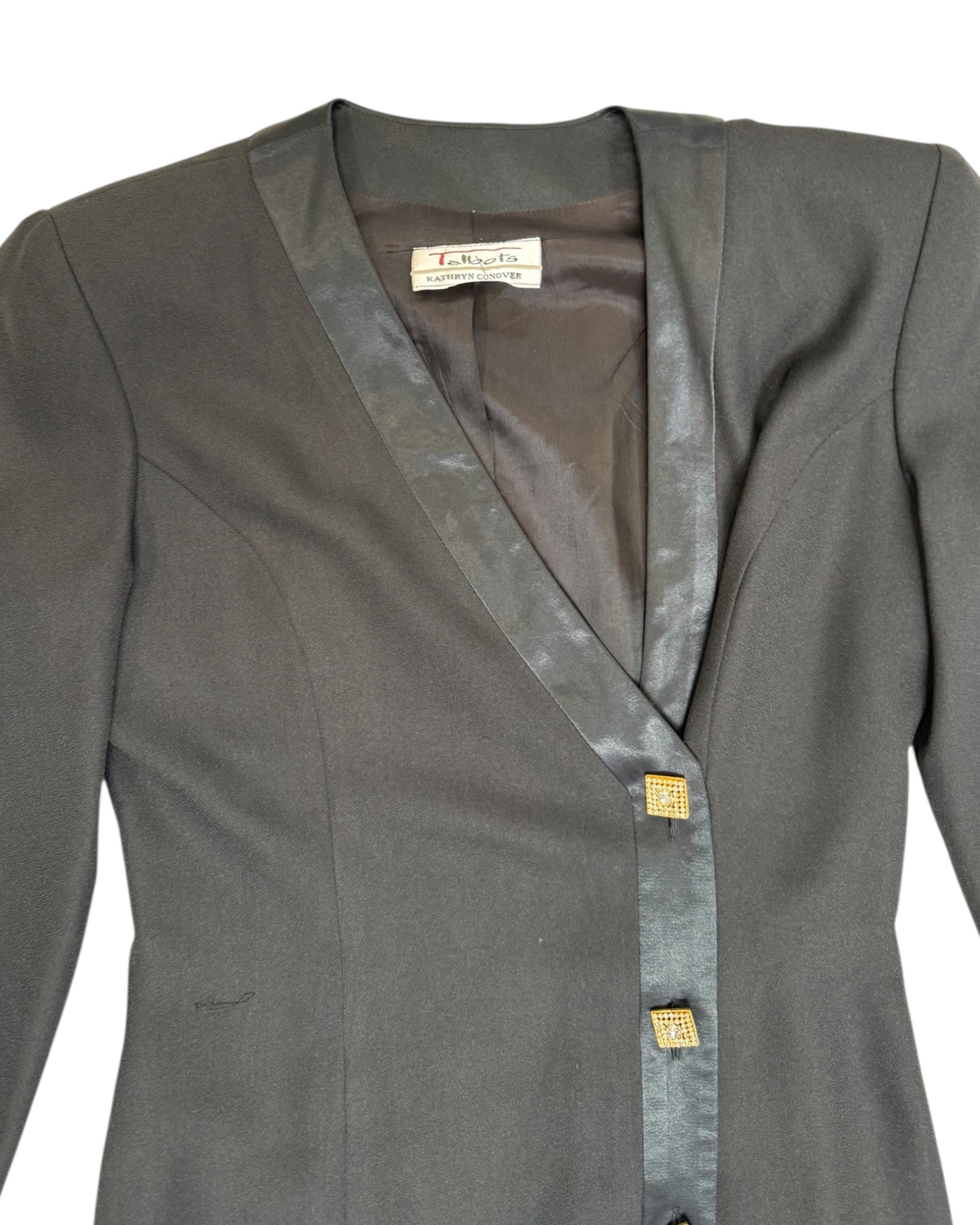 Vintage Talbots Black Button-Up Midi Dress