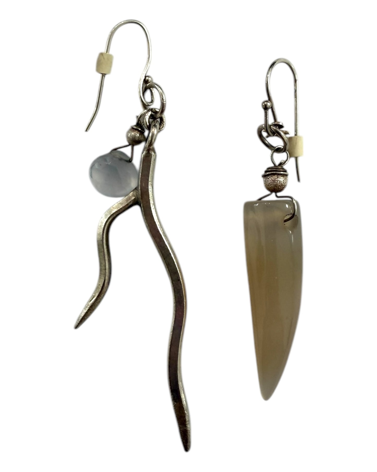 Vintage Mismatched Silver and Crystal Dangly Earrings