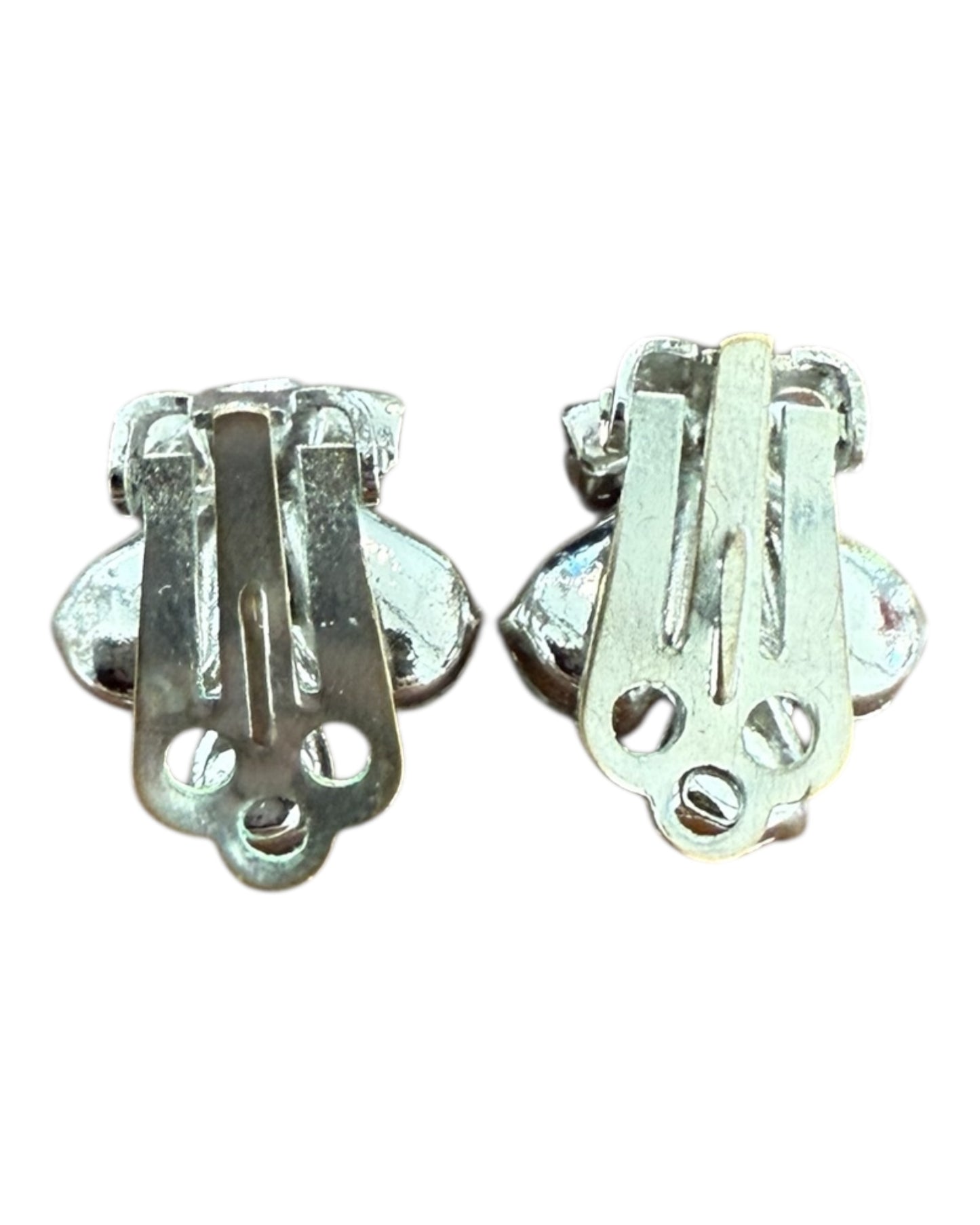 Vintage Crystal in Silver Setting Clip-On Earrings