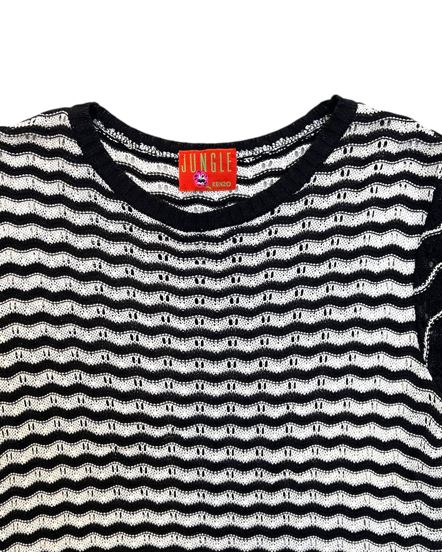 Vintage 1990s Kenzo Black and White Knit Mini Dress