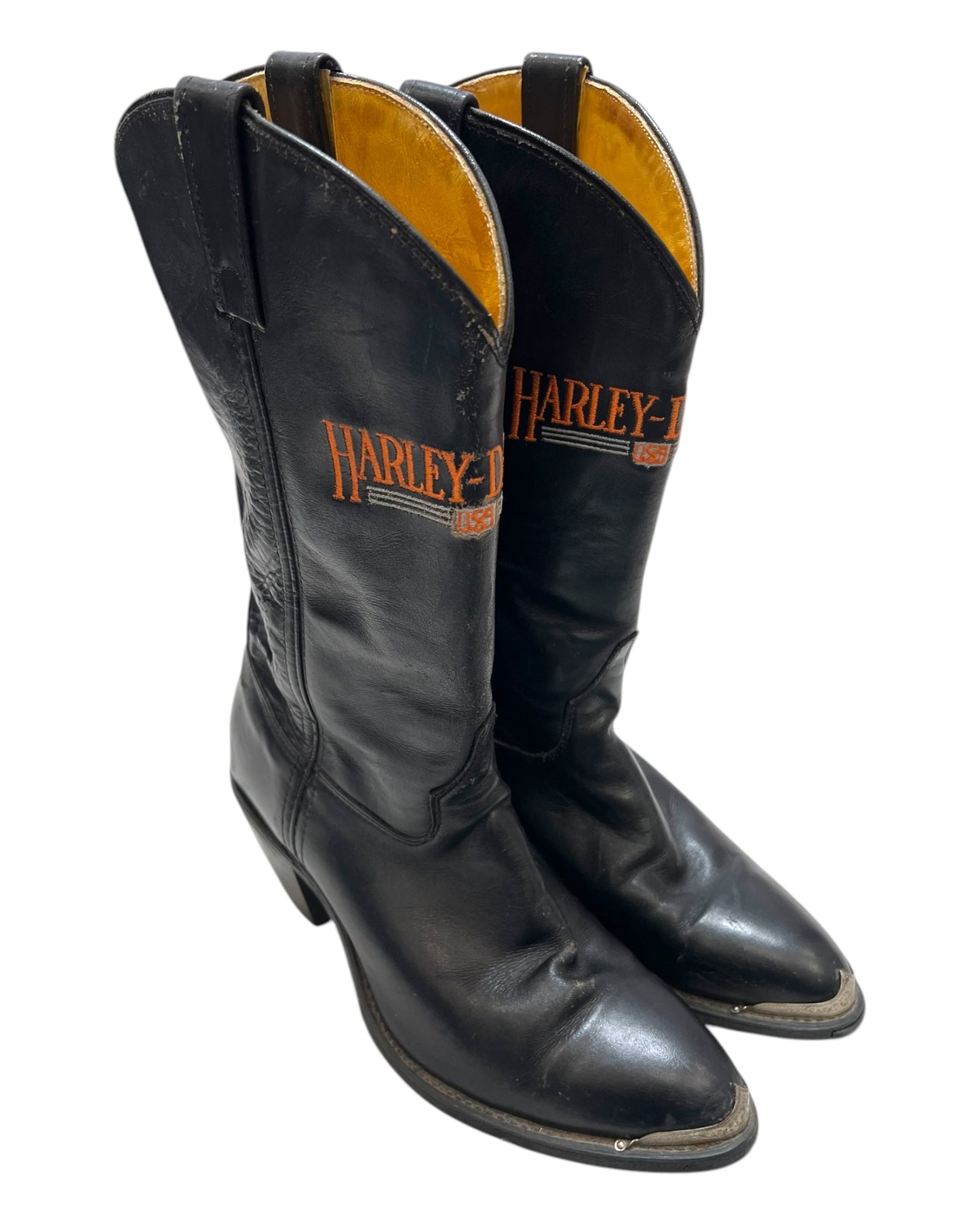 Vintage Harley Davidson Metal-Toe Black Cowboy Boots