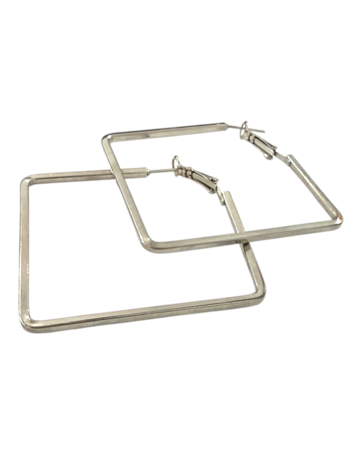 Vintage Silver Square Hoop Earrings