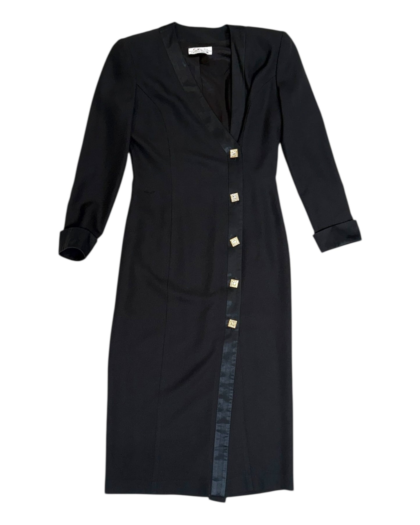 Vintage Talbots Black Button-Up Midi Dress