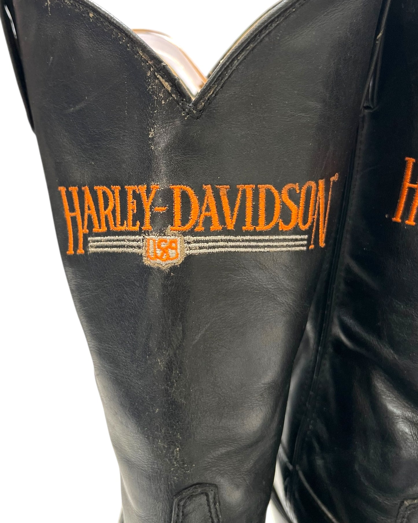 Vintage Harley Davidson Metal-Toe Black Cowboy Boots