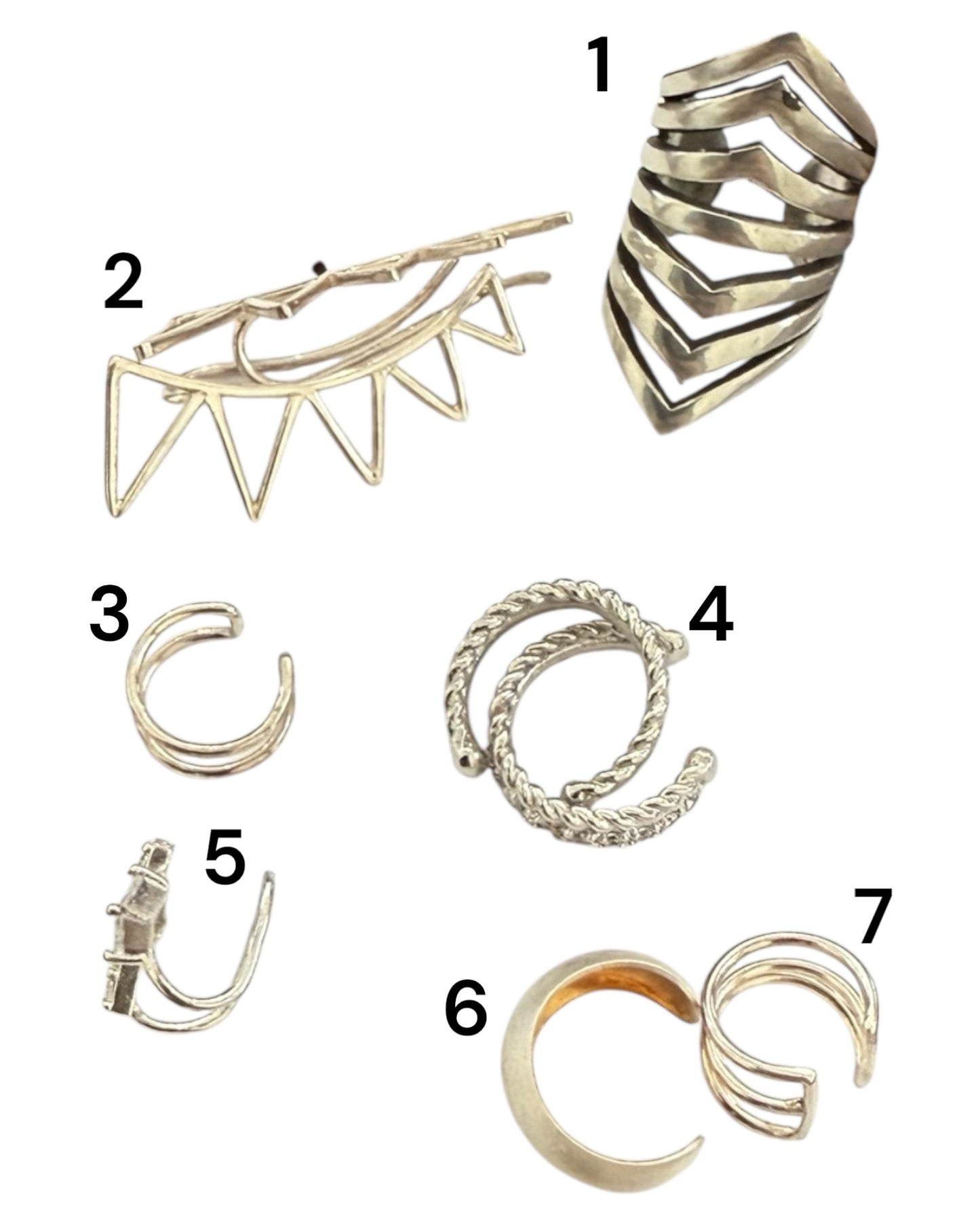 Pre-Loved Silver Ear Cuffs - all worn by Glenn Close in "Back in Action" 2025