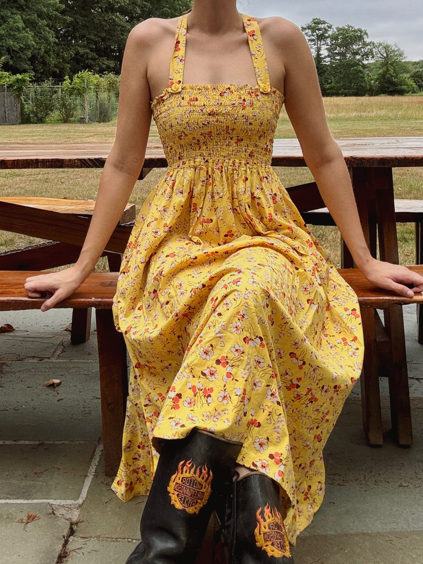 Pre-Loved POLO Ralph Lauren Yellow Floral Scrunchie Dress