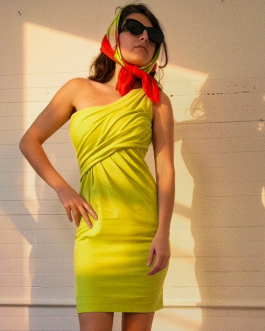 Vintage Moschino Green One-Shoulder Dress