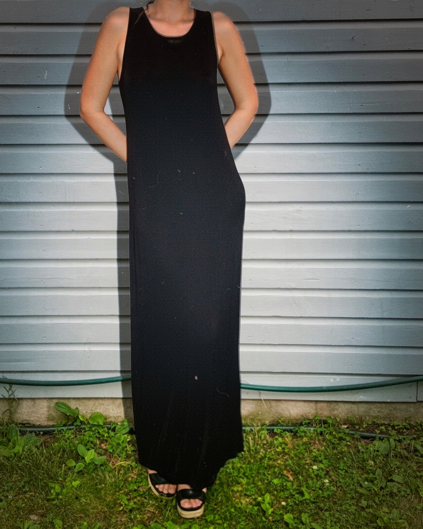 Vintage Black Slinky Maxi Dress