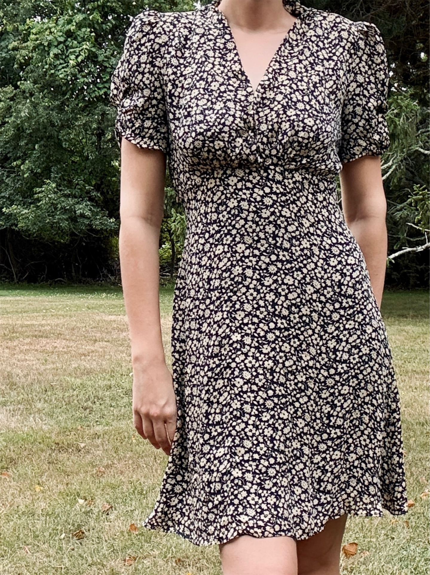 Pre-Loved RRL Ralph Lauren Silk Navy Blue Floral Mini Dress