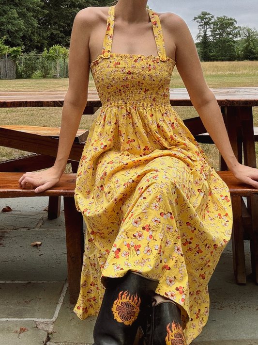 Pre-Loved POLO Ralph Lauren Yellow Floral Scrunchie Dress