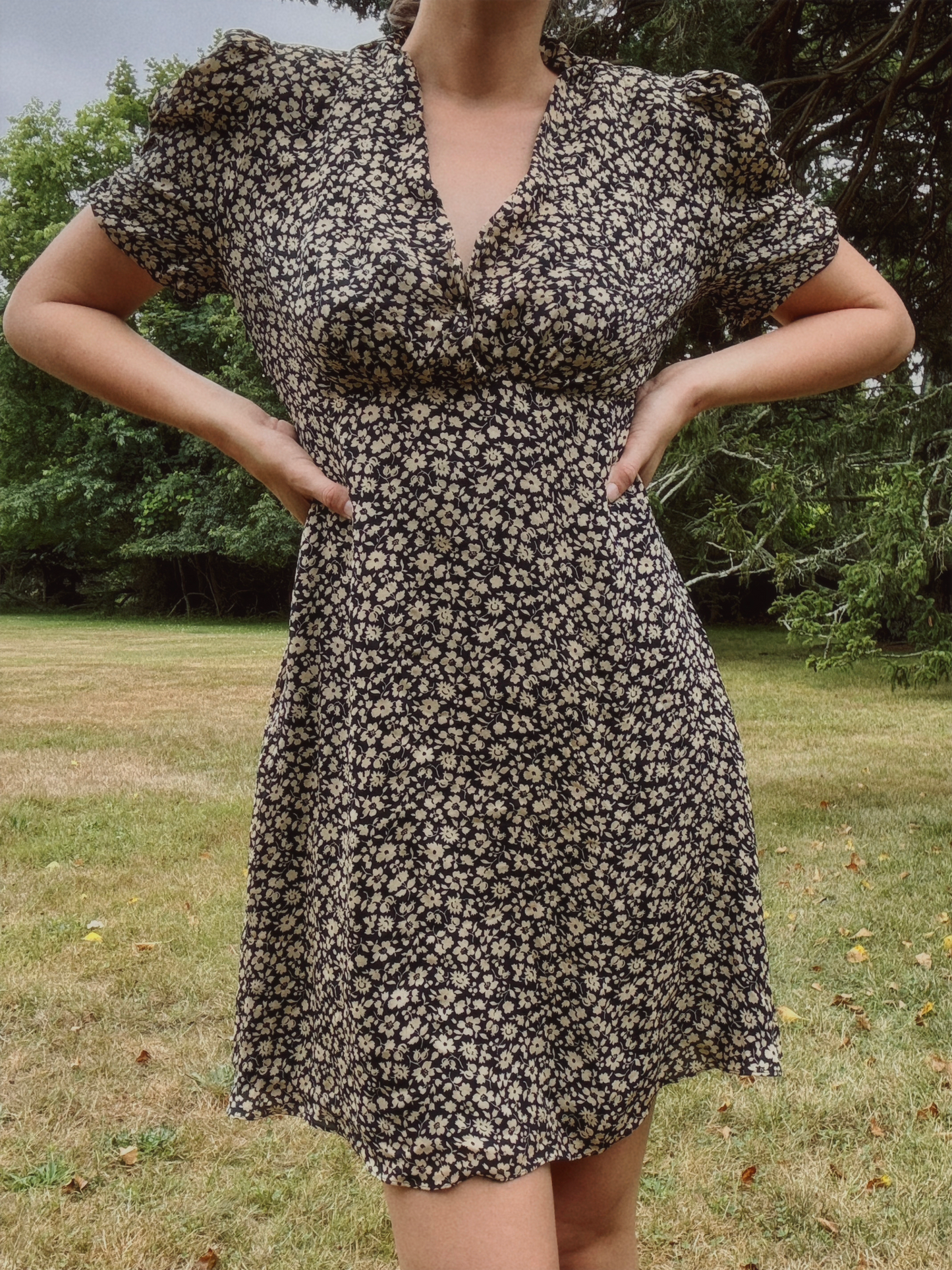 Pre-Loved RRL Ralph Lauren Silk Navy Blue Floral Mini Dress