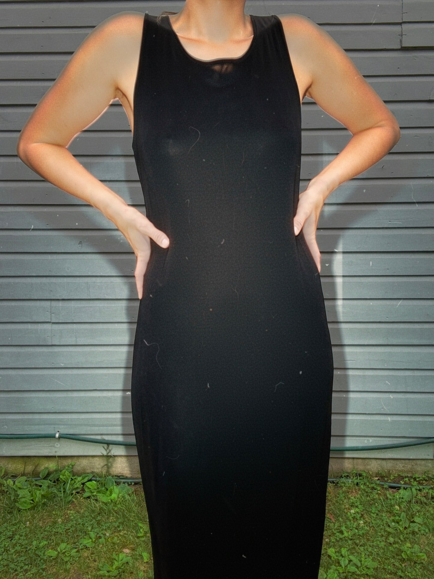 Vintage Black Slinky Maxi Dress