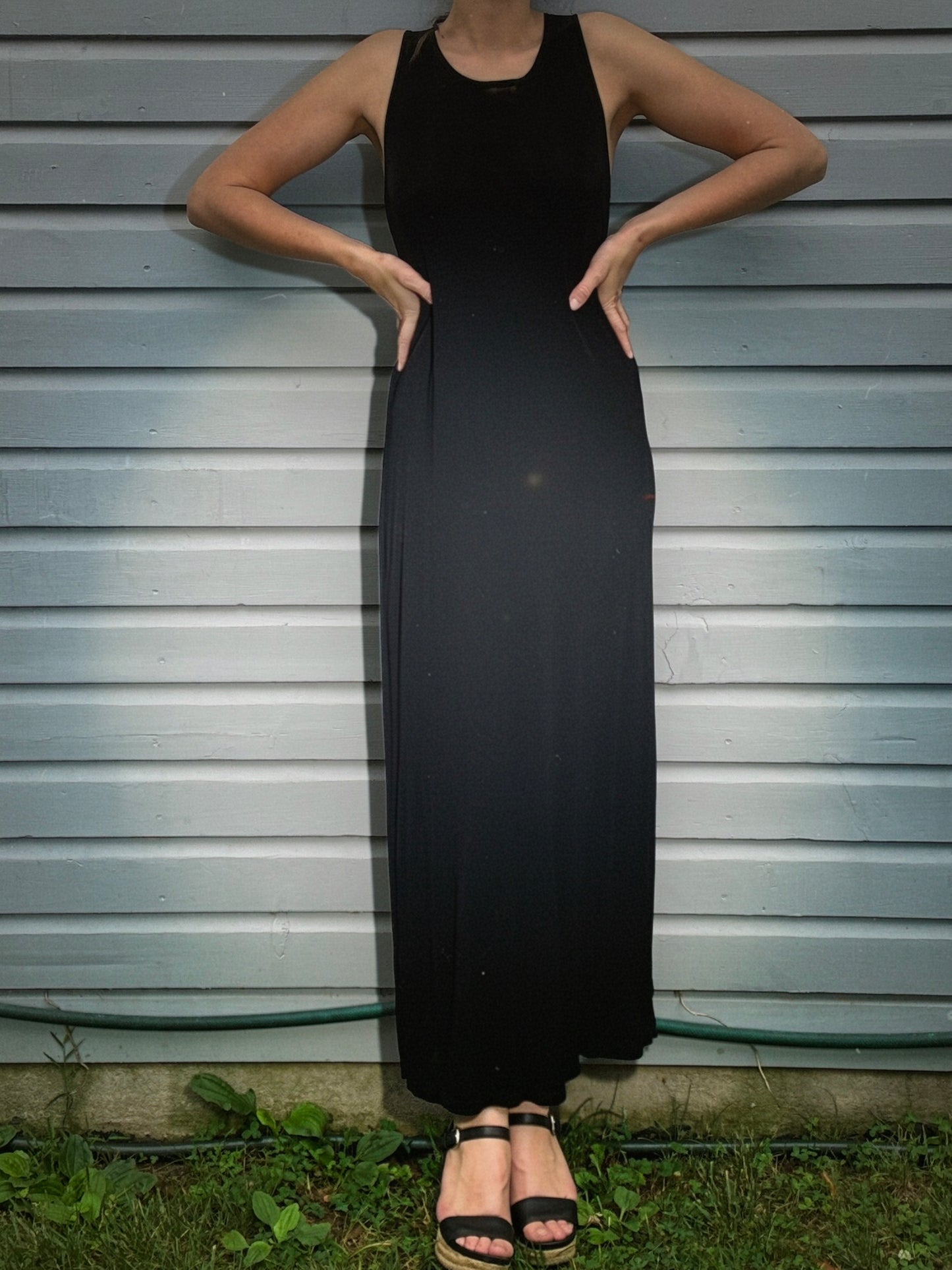 Vintage Black Slinky Maxi Dress