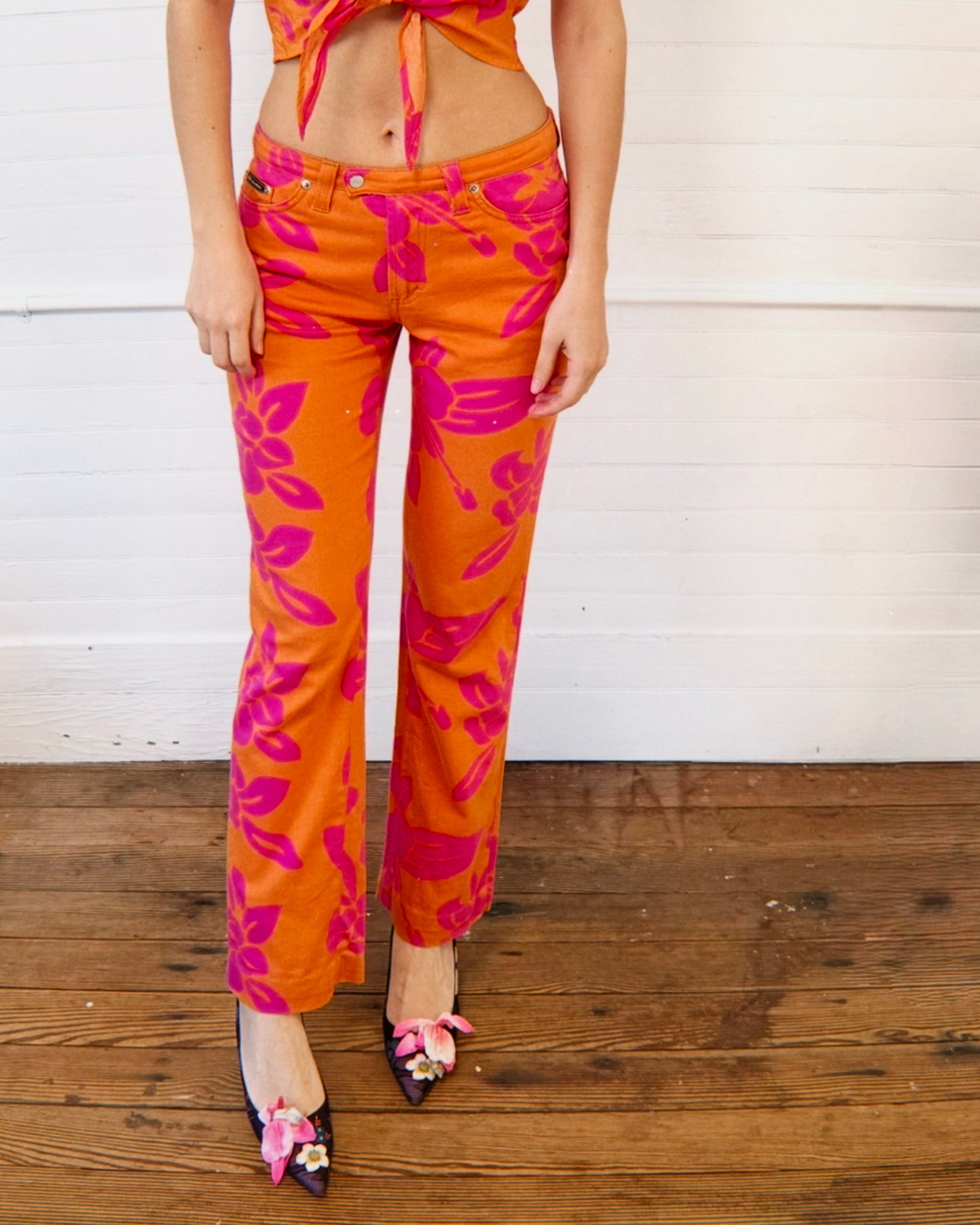 Vintage D&G Pink and Orange Hawaiian Jeans