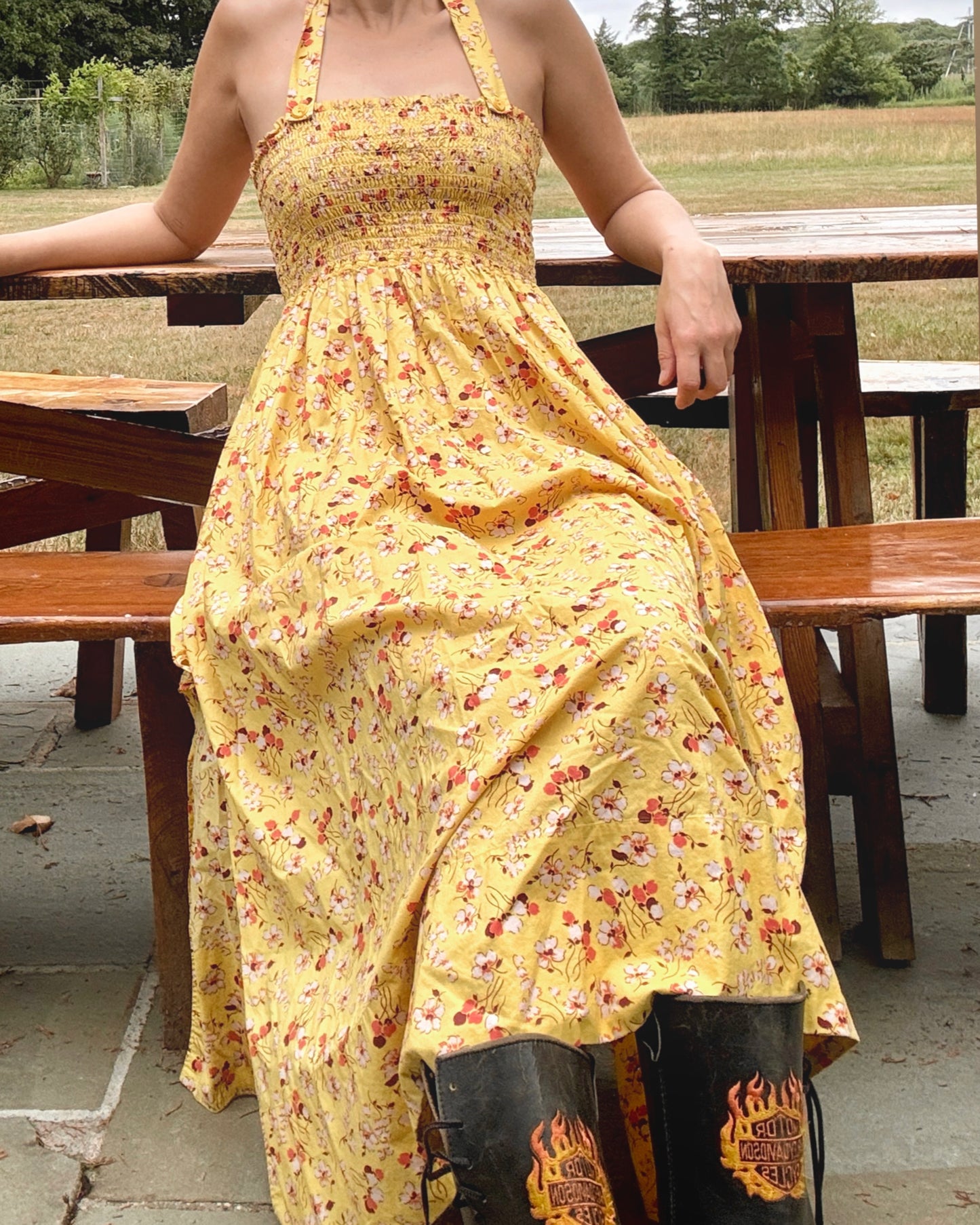Pre-Loved POLO Ralph Lauren Yellow Floral Scrunchie Dress