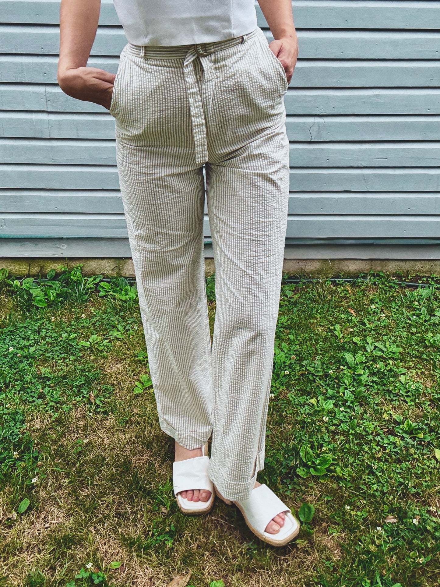 Vintage Seersucker Stripe Trousers