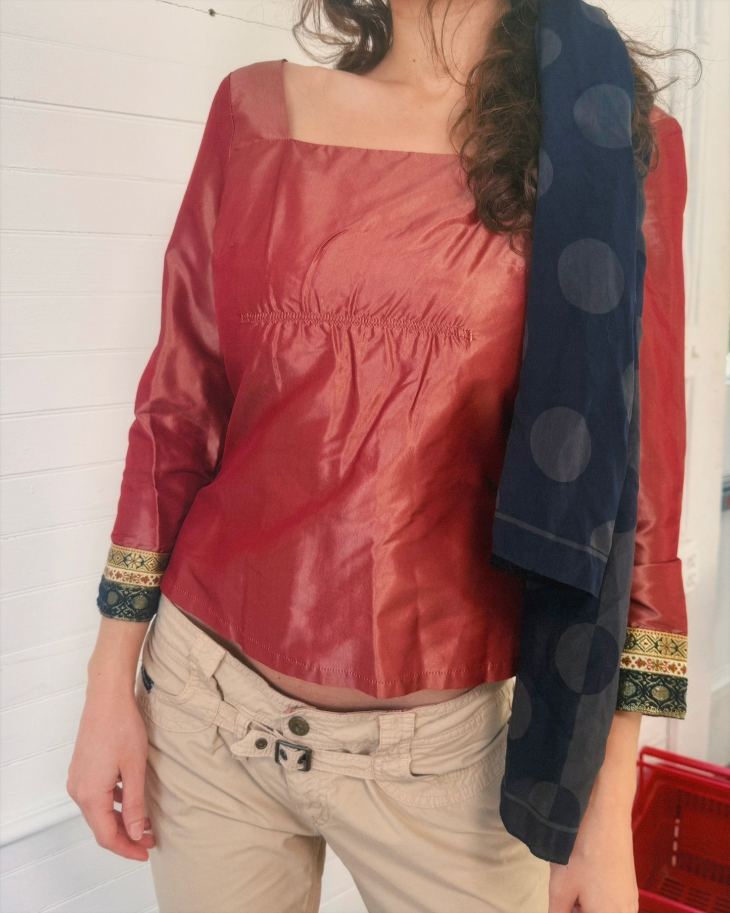 Vintage Iridescent Red Silk Blouse