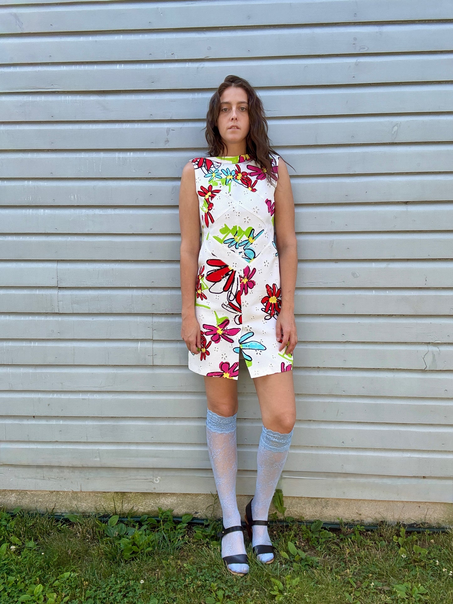 Vintage Christian Lacroix Floral Eyelet Shift Dress