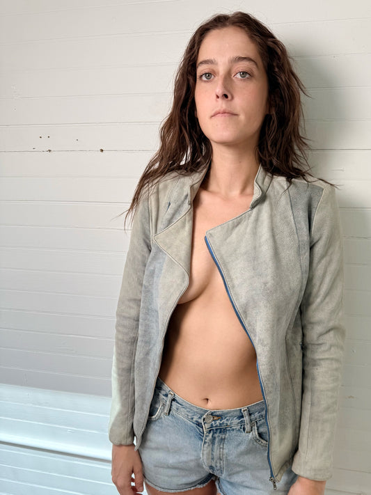 Vintage Diesel Black Gold Blue Leather Jacket