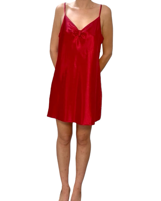 Vintage Red Lace Mini Slip Dress