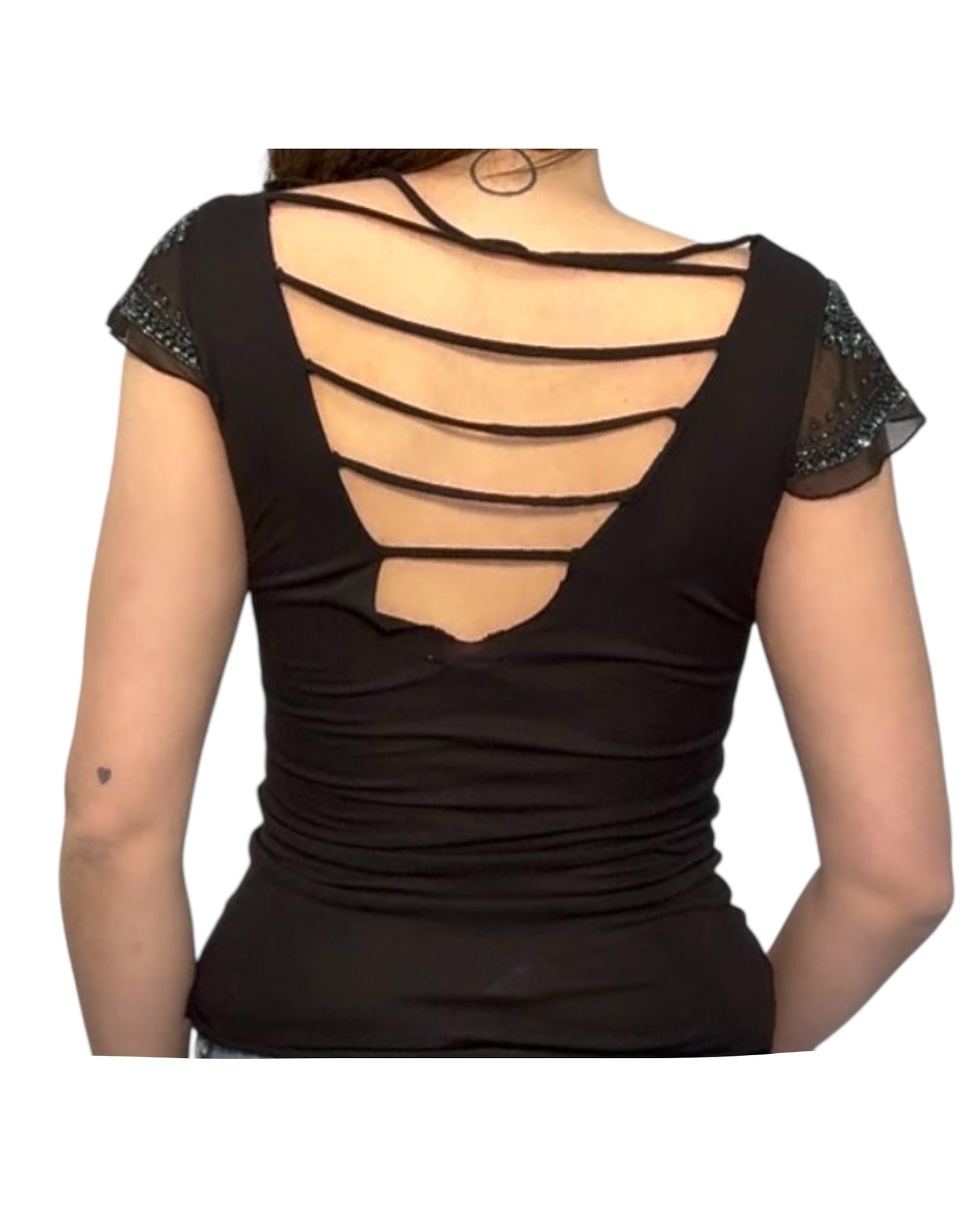 Vintage Y2K Beaded Black Tee