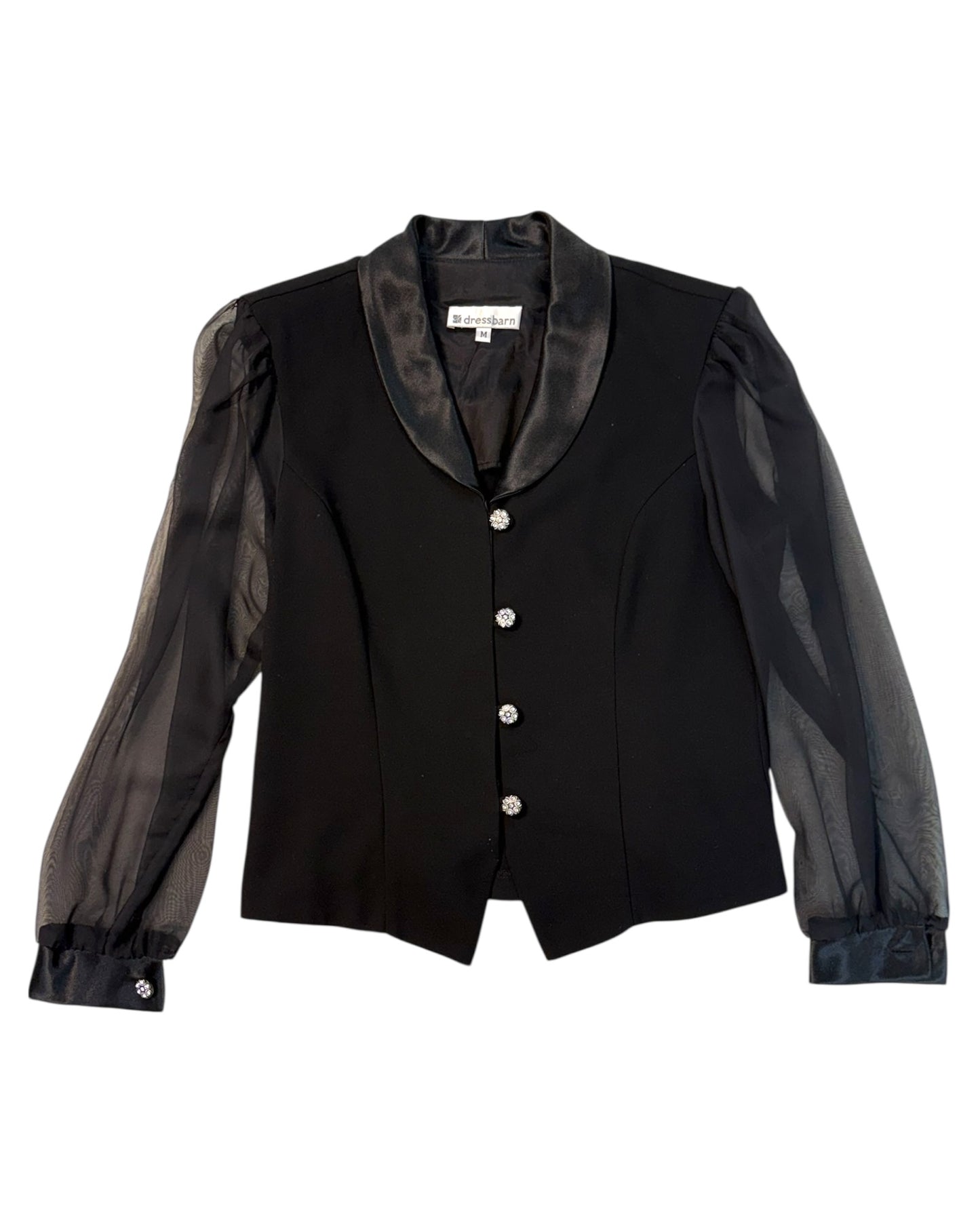 Vintage Black Evening Jacket with Embellished Buttons