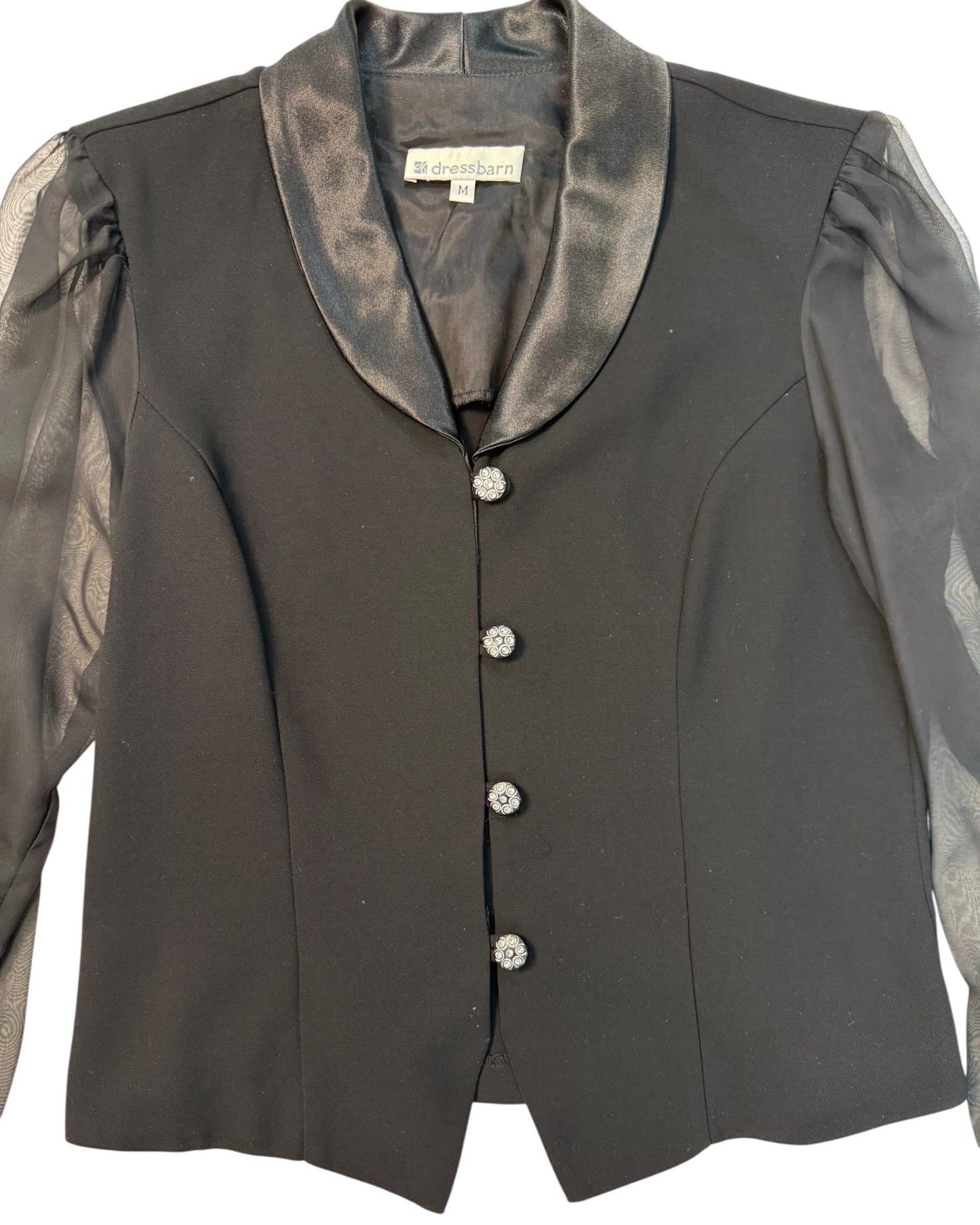 Vintage Black Evening Jacket with Embellished Buttons