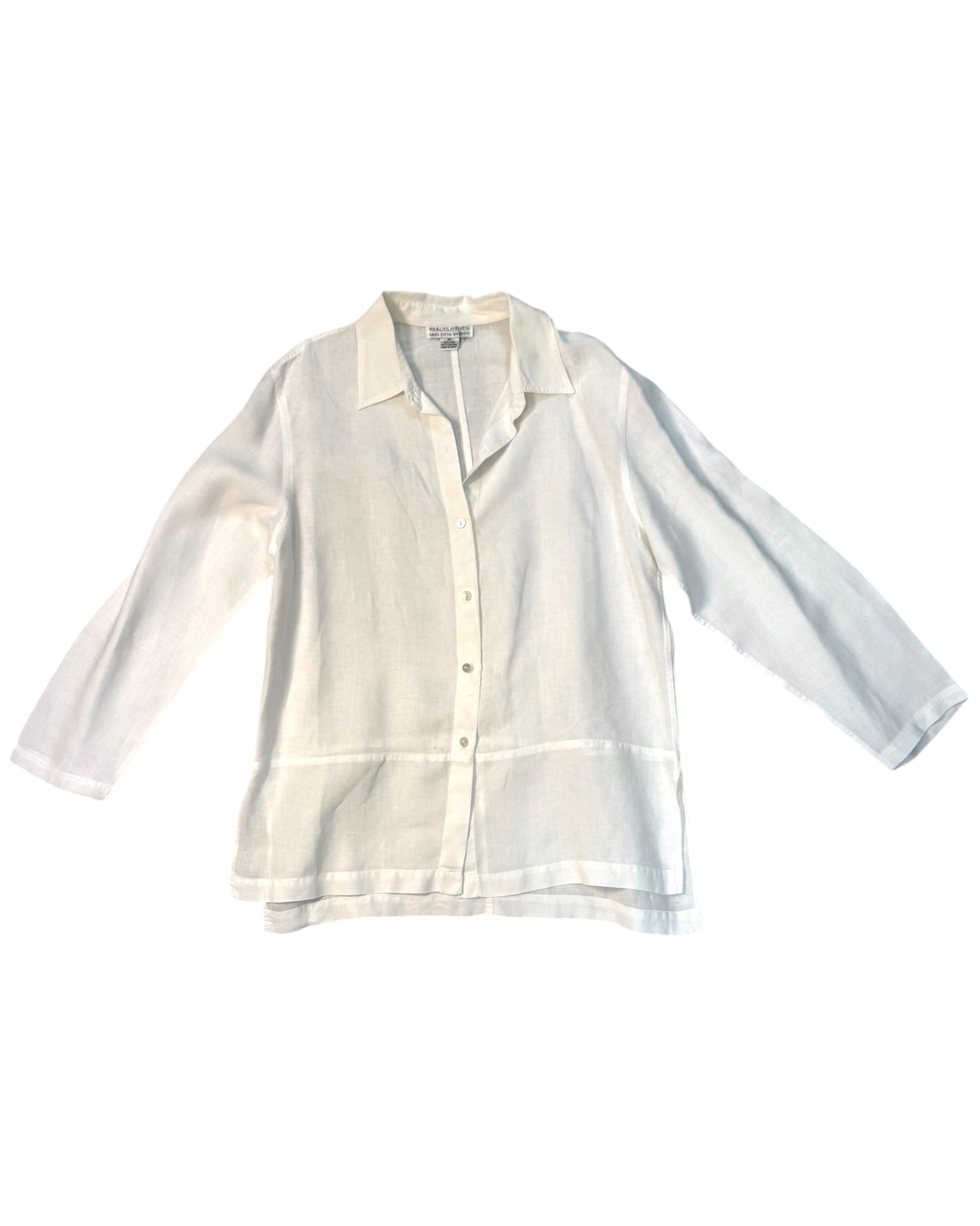 Vintage Saks Fifth Avenue White Linen Blouse