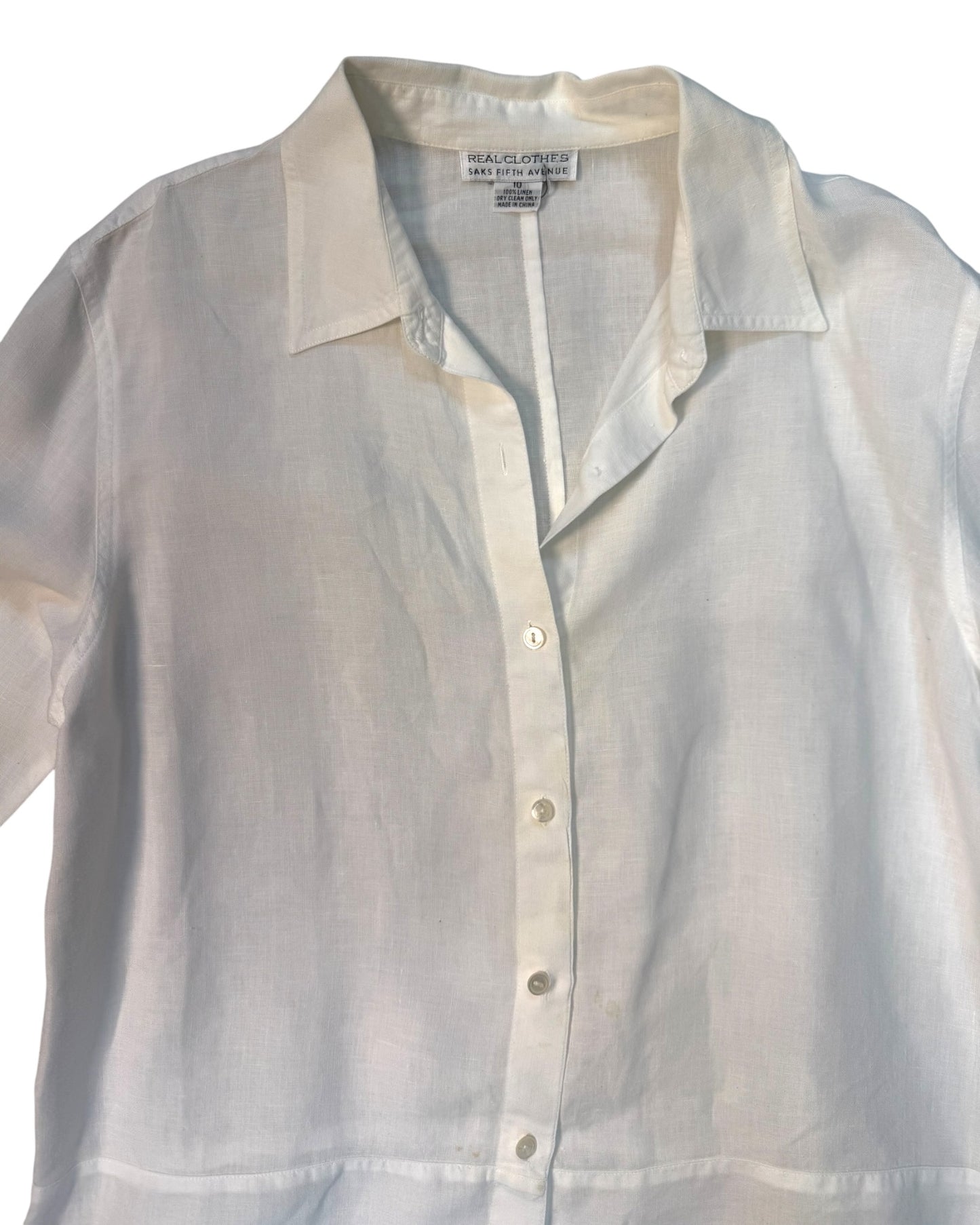 Vintage Saks Fifth Avenue White Linen Blouse