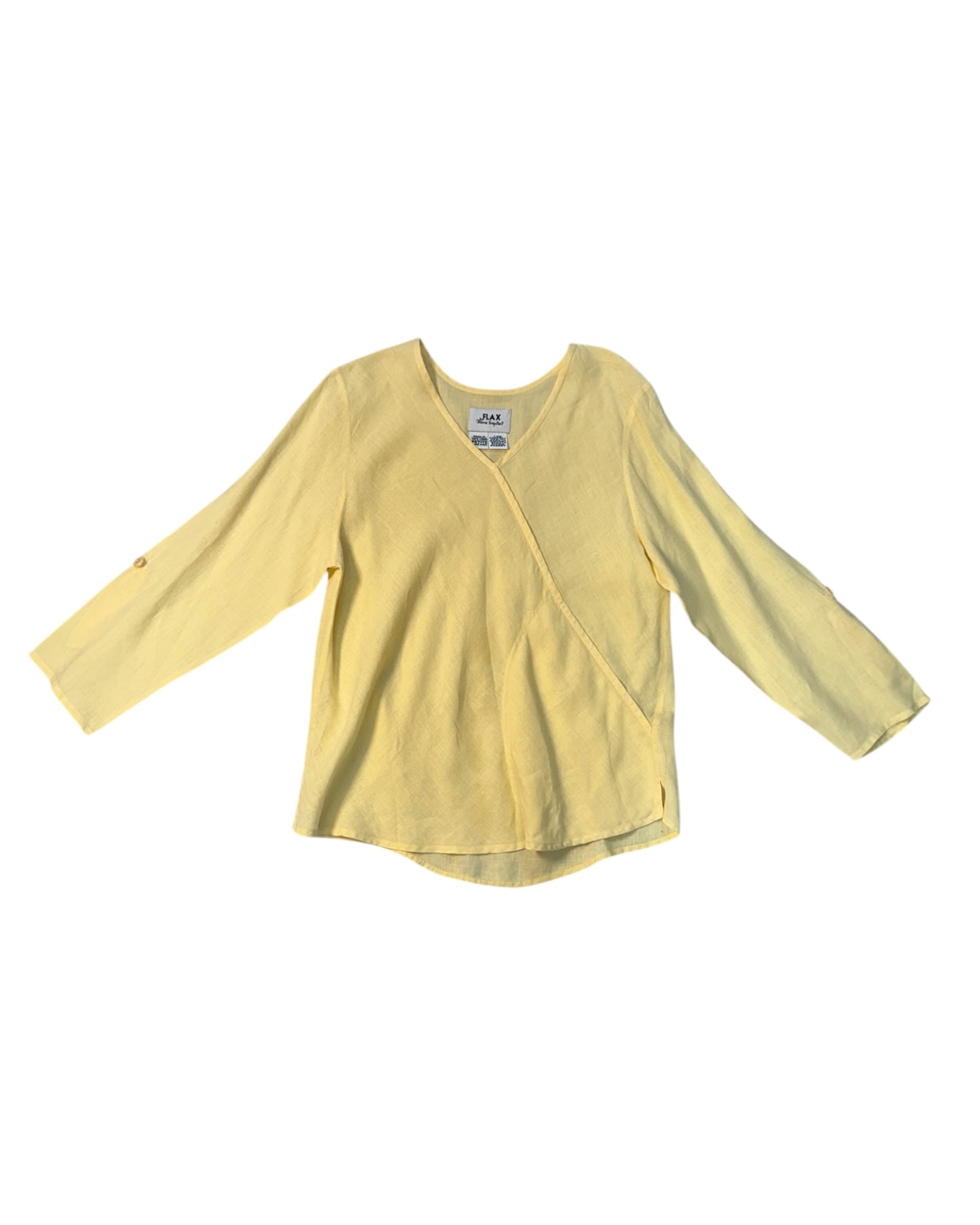 Vintage FLAX Yellow Linen Blouse